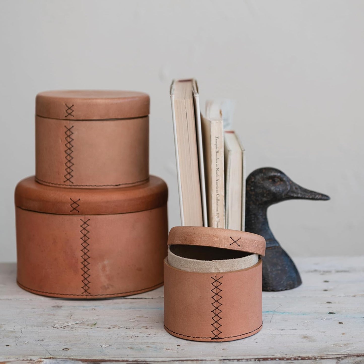 Decorative Distressed Cast Metal Duck Head Bookends / Black / Set of 2