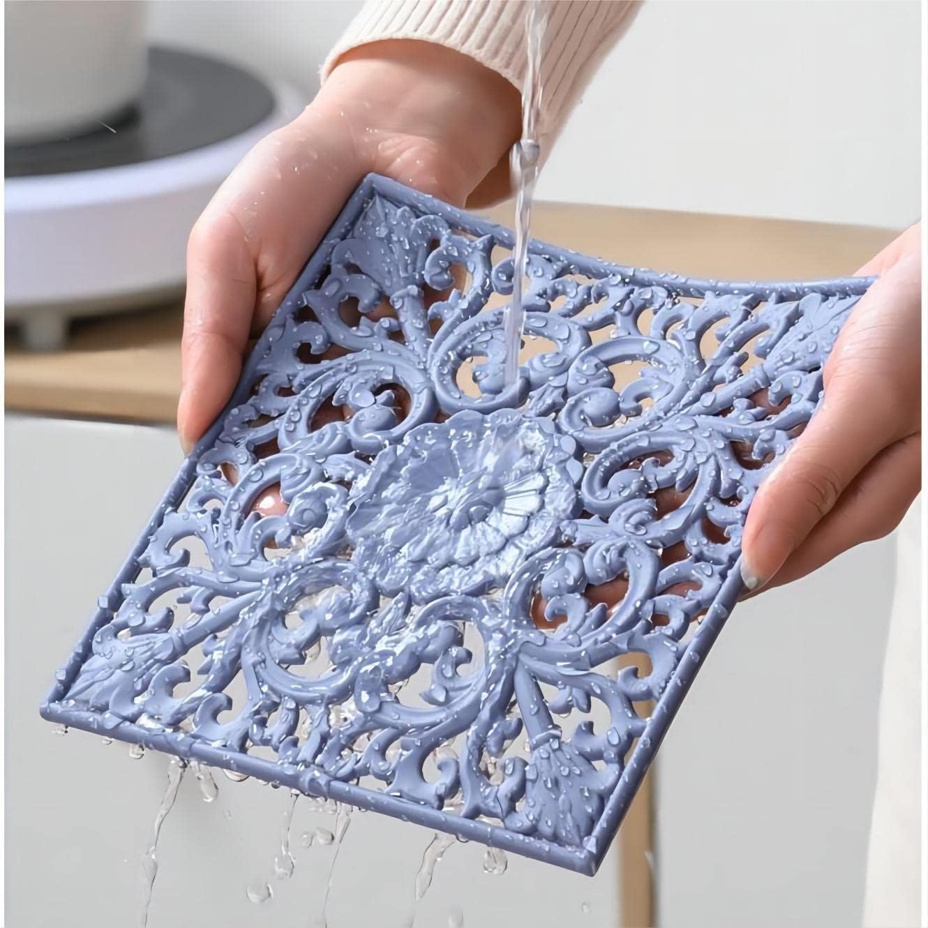 Square Microwave Cover Mat / D: Square-burgundy