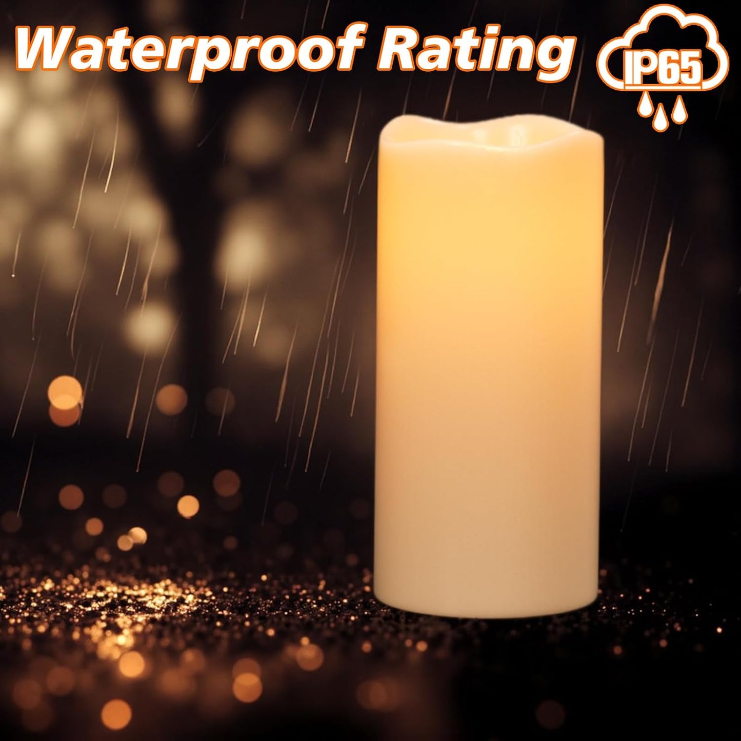 GenSwin Solar Candles Outdoor Waterproof Lantern Ivory White 4 x 8,10 in | IP65, Sensor for Dusk to Dawn, Large Pillar