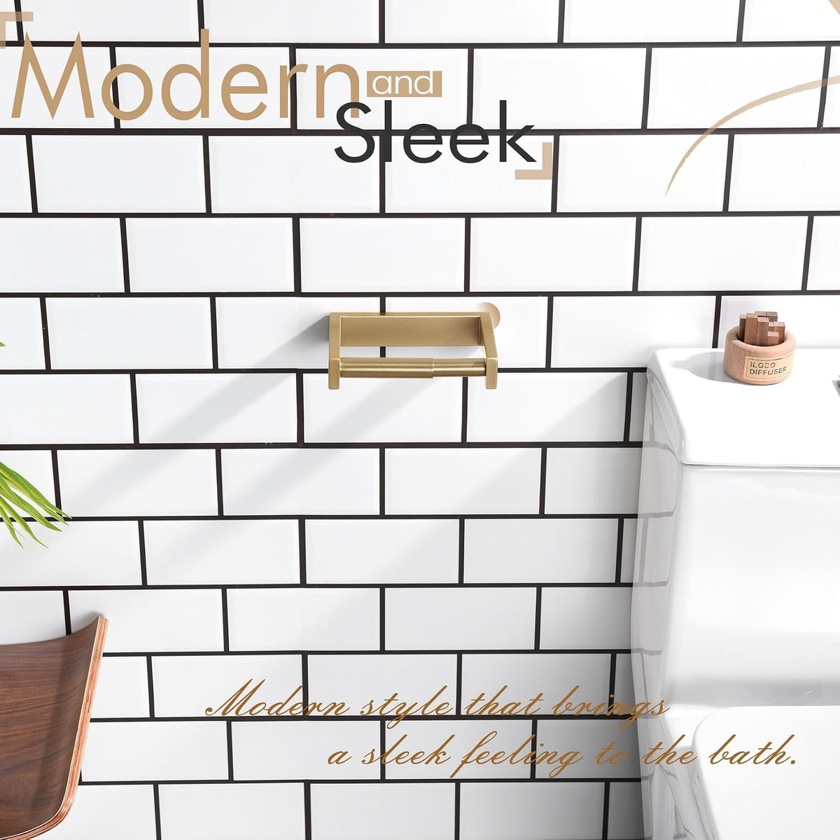 KOKOSIRI Toilet Paper Holder Spring Loaded Bathroom Toilet Roll Holder Wall Mount Champagne Bronze Stainless Steel