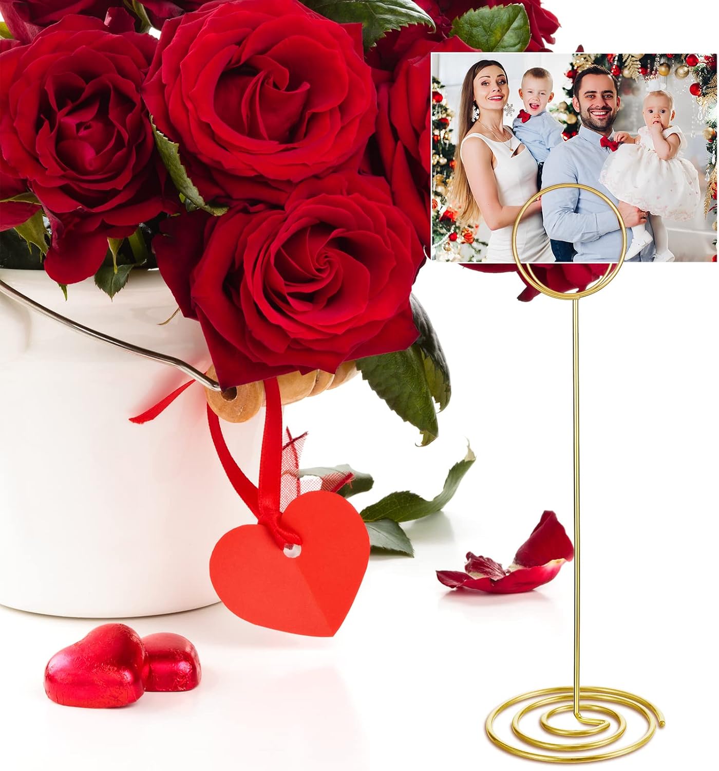 24 Pack 8.86 Inch Table Number Holder Wire Photo Holder Picture Name Menu Clips Memo Note Cards Stand for Wedding