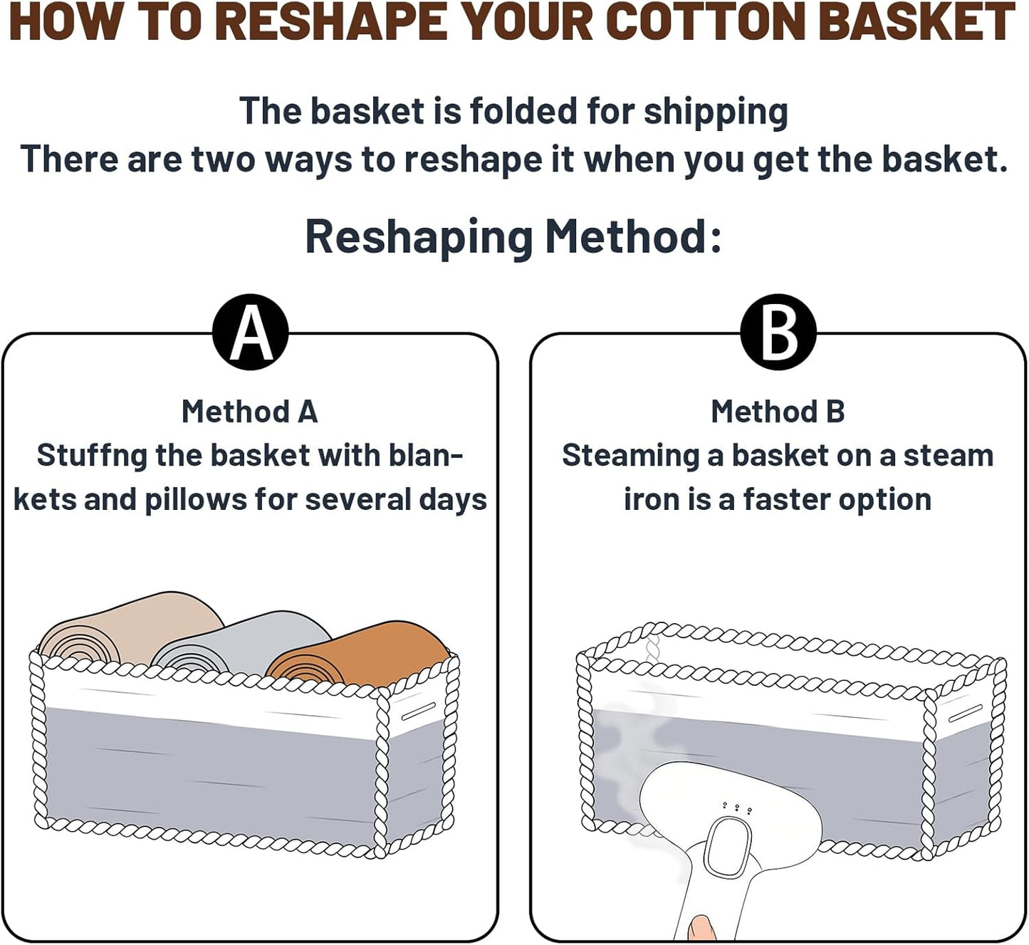 Rope Woven Storage Bins for Cubes / L9.7xw9.7xh4.3 / Off White & Mixed Brown / 9.7 x 9.7 x 4.3