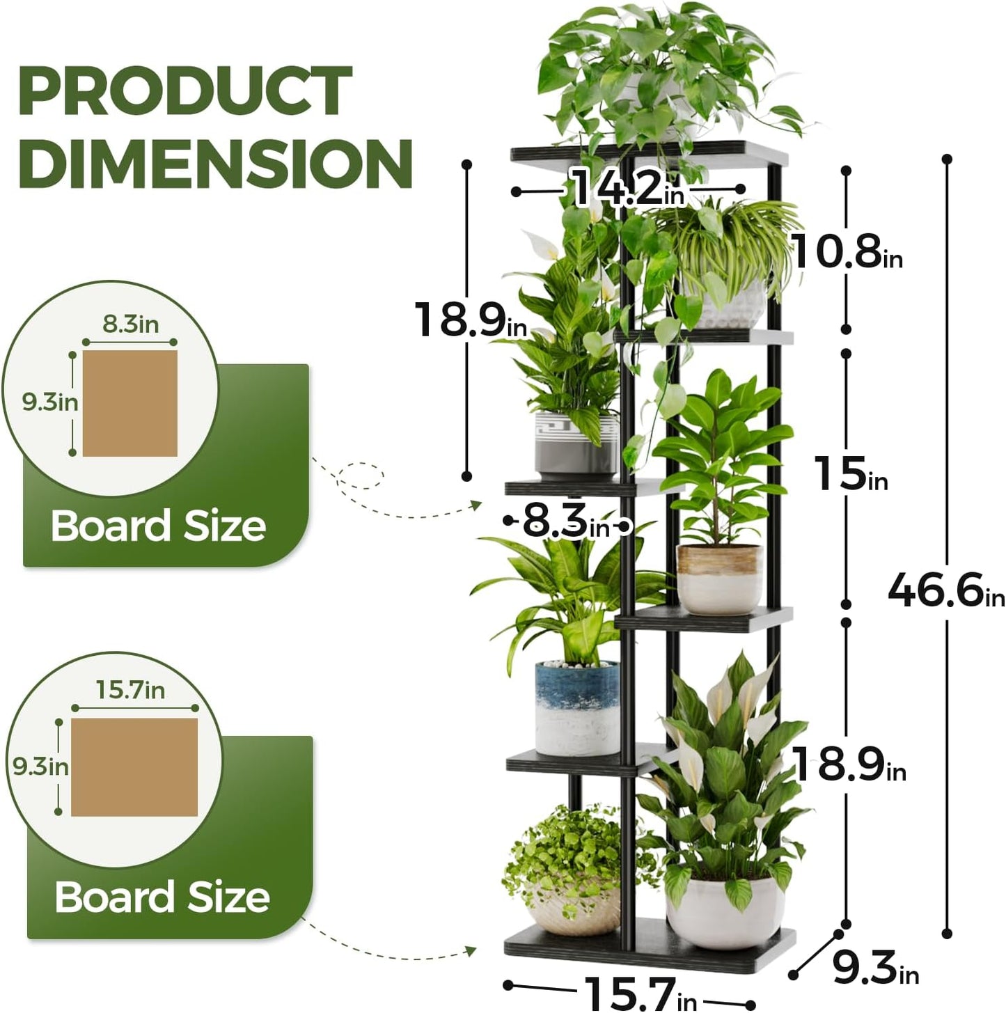 Bamworld Tall Plant Stand Indoor, 6 Tier Metal Plant Shelf for Multiple Plants, Tiered Flower Pot Stands for Patio