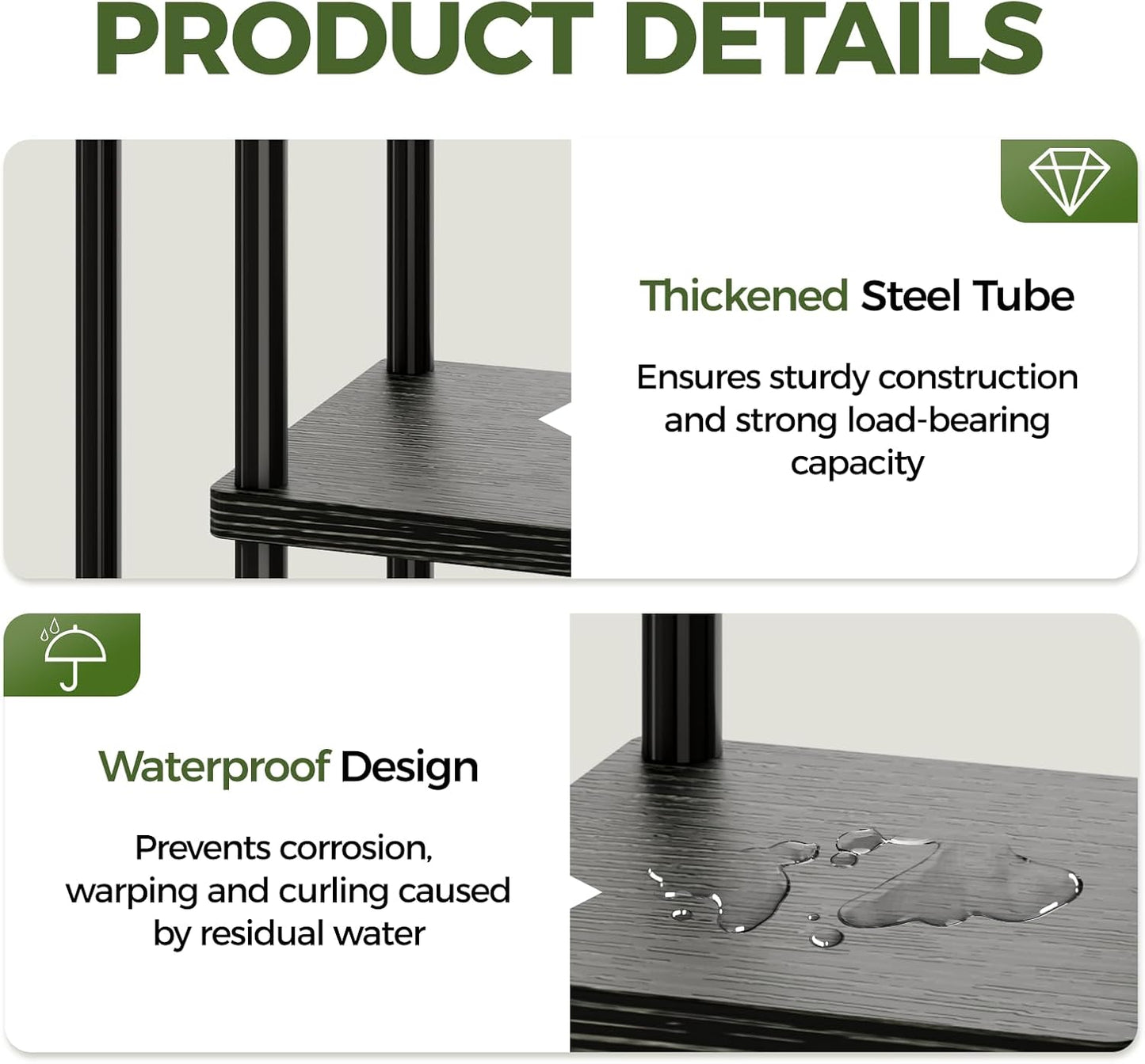 Bamworld Plant Stand 7 Tier Tall Corner Metal Shelf Black | Tiered shelf holds multiple plants while using vertical