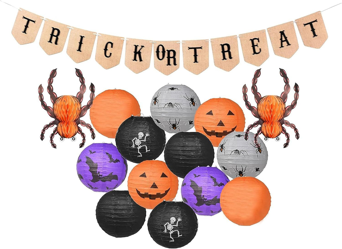 Mudra Crafts Spider Bat Skeleton Pumpkin Paper Lantern Halloween Decoration
