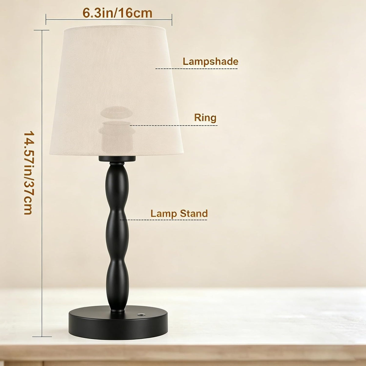 Rechargeable Cordless Table Lamp, 5000mAh Battery Powered Touch Desk Lamp, 3-Level & Stepless Dimmable Night Light