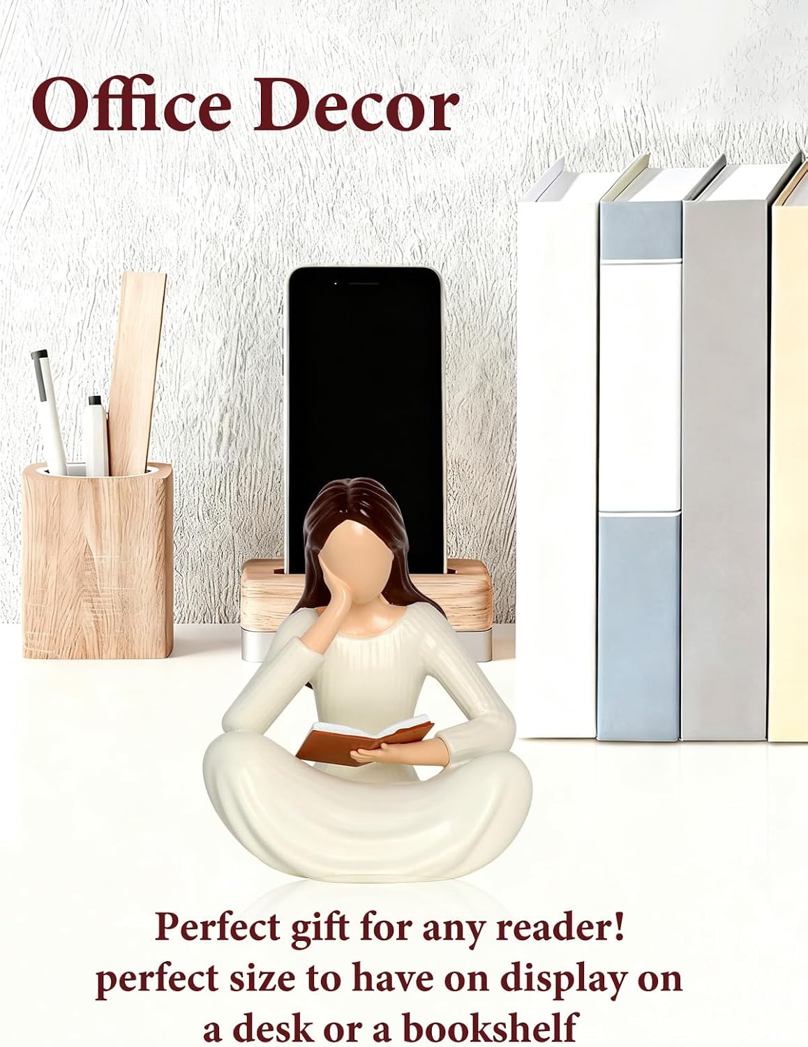 Modern Book Lover Gift for Women / Beige