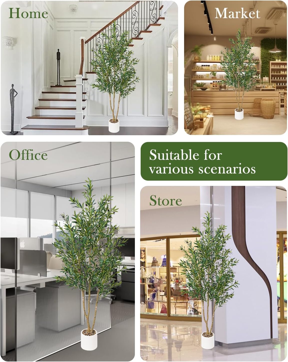 Olive Tree Fake Tree Faux Plants Indoor / 6ft / Natural / 6 Inch