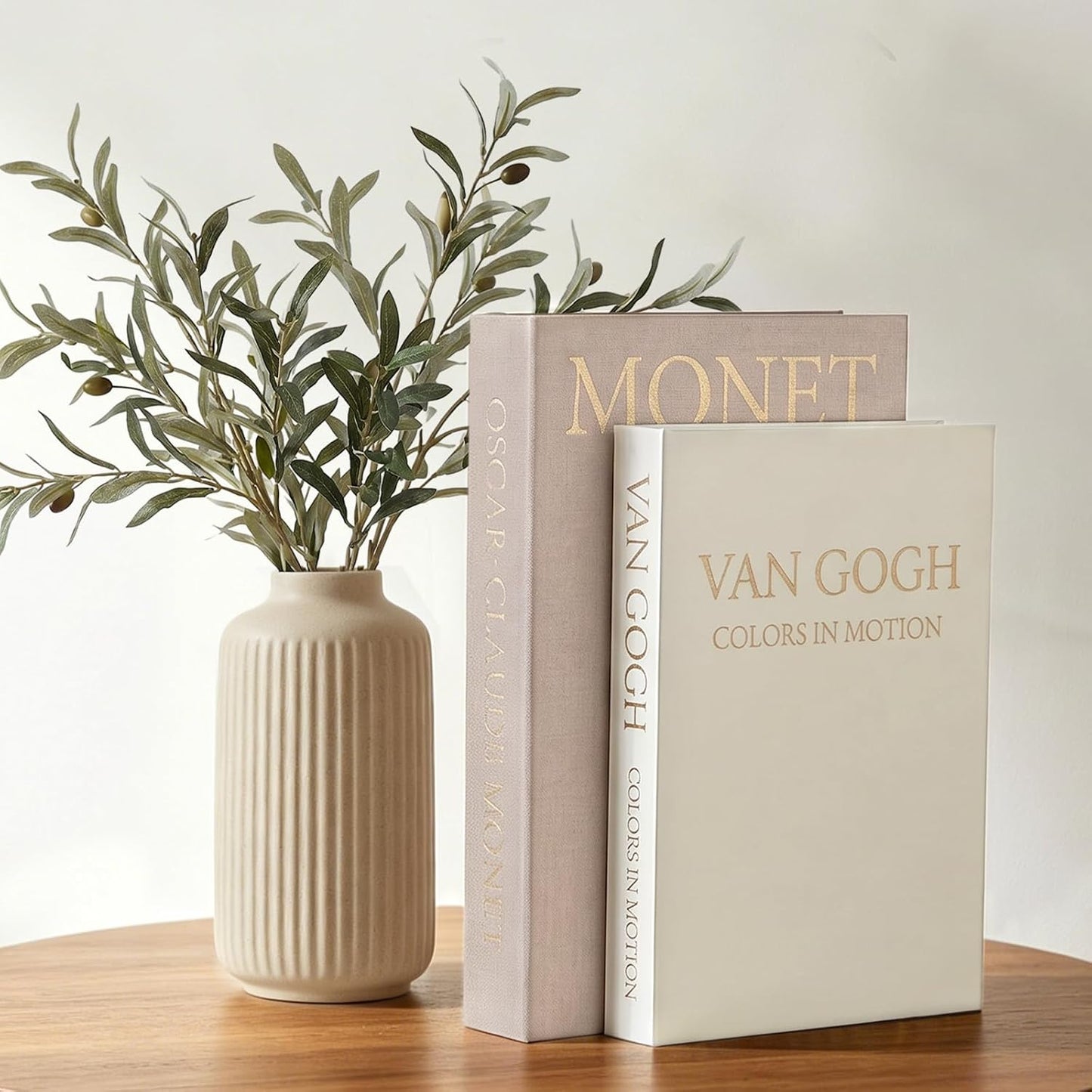 Aesthetic Faux Linen Books Hidden Photo / Set of 2