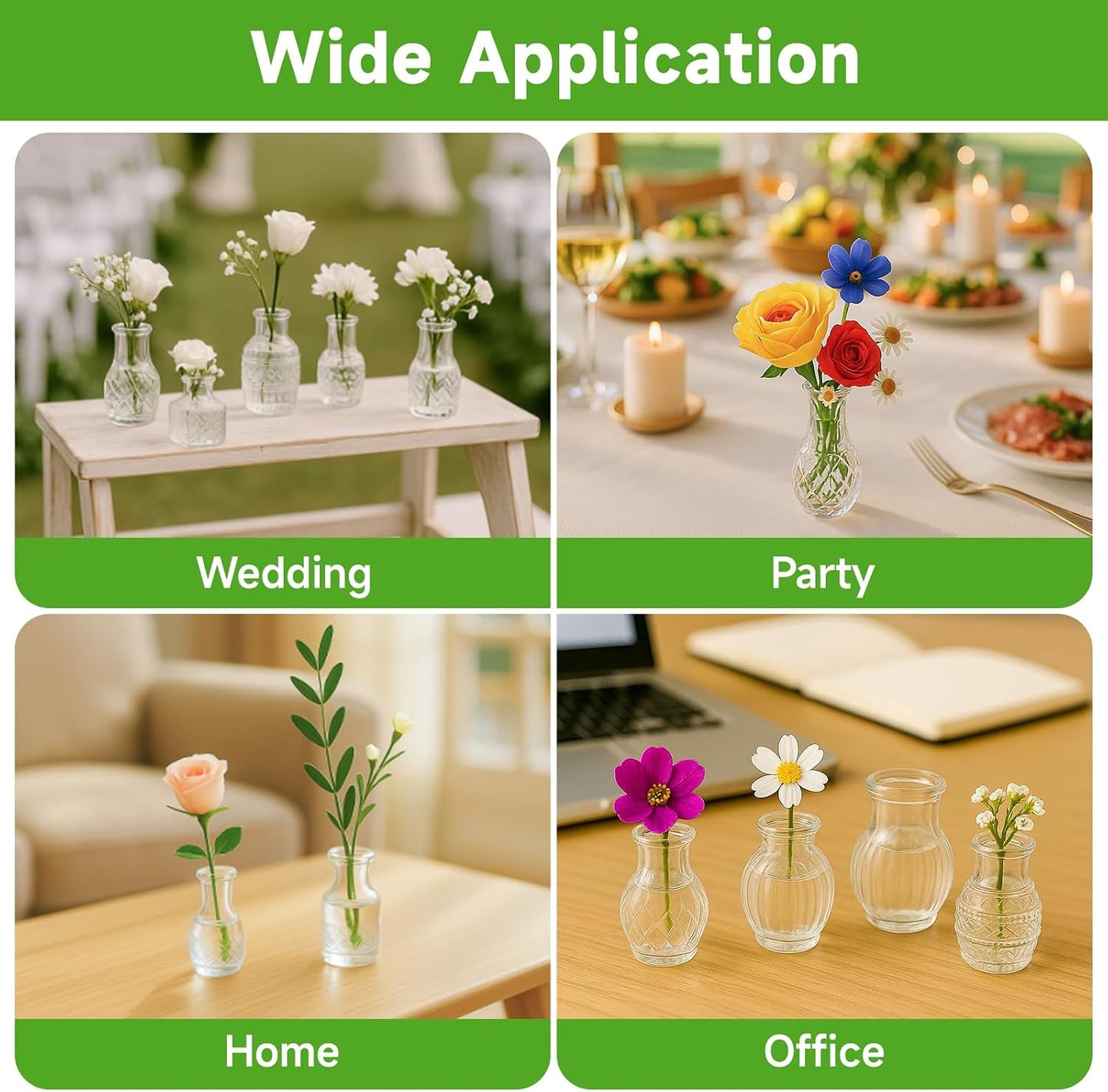 Glass Bud Vase Pcs / Clear / Set of 20