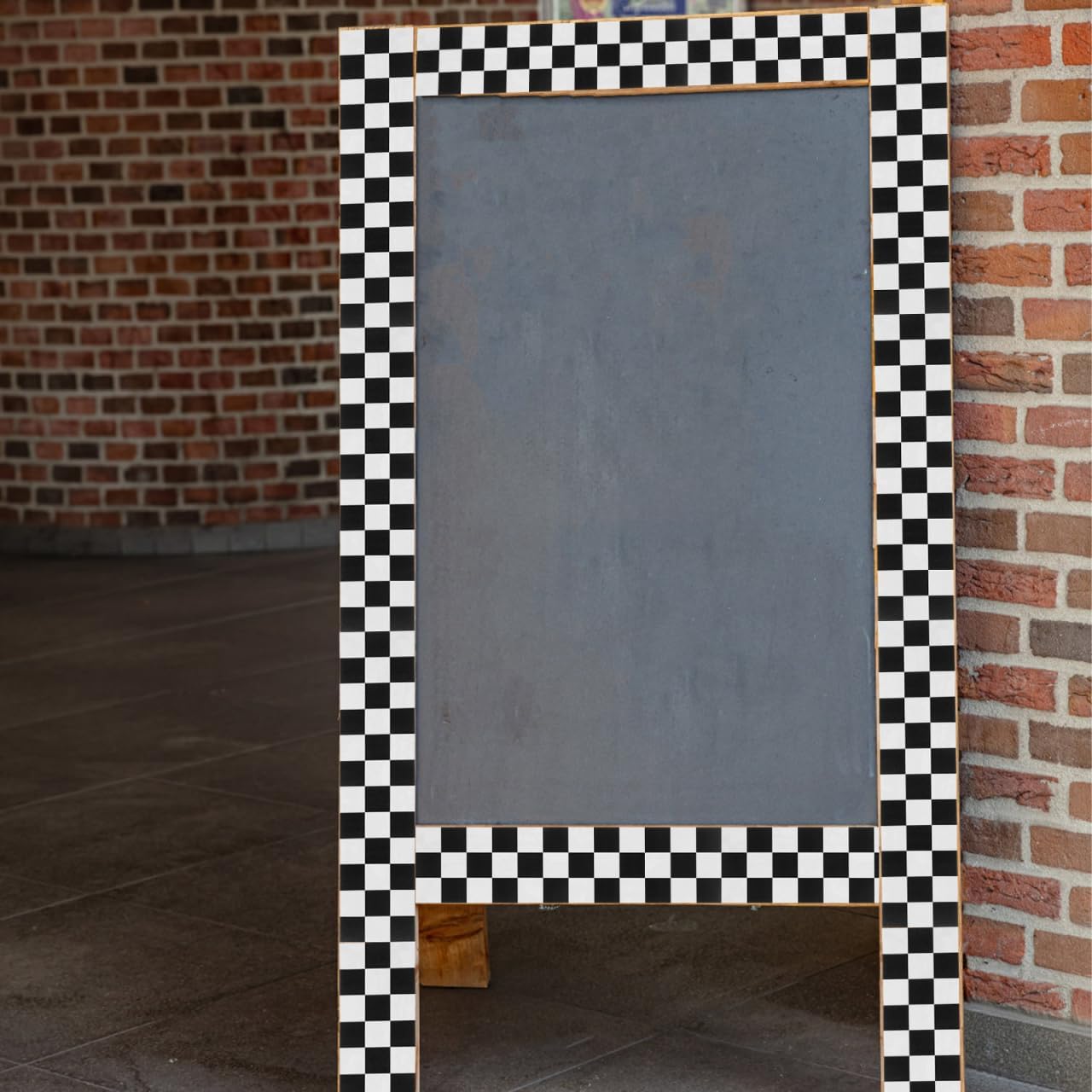 Self-Adhesive Checkered Flag Decorative Roll / Black / 7.9 Inch