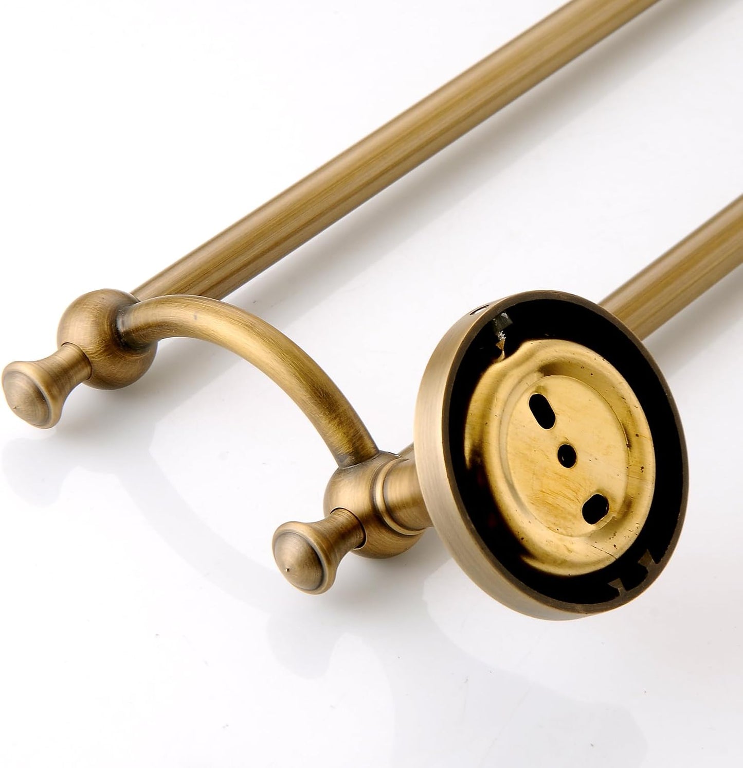 Antique Bronze Brass Double Towel Bar,Adjustable 15.5 to 27.5 Inch Bath Towel Bar Rack for Bathroom Towel Holder, Wall