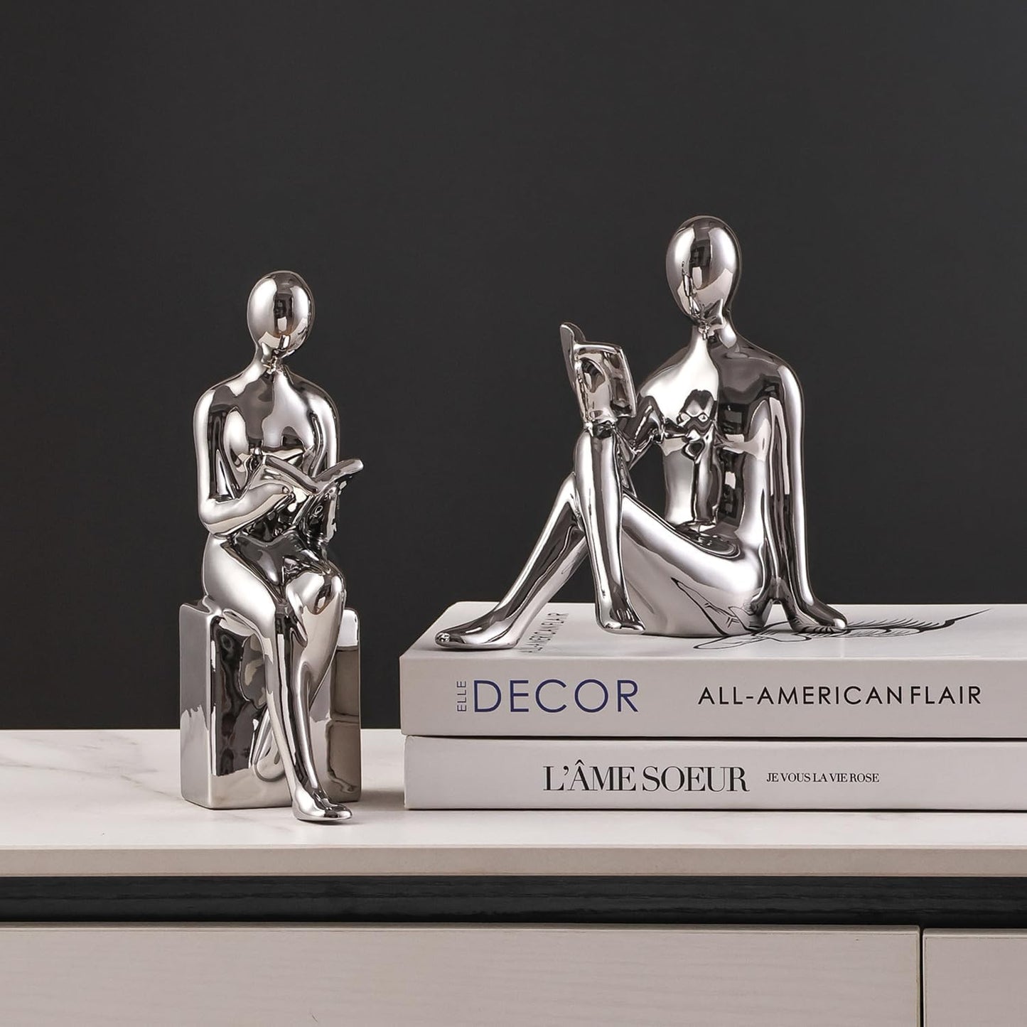 Ceramic Decorative Bookends / Silver