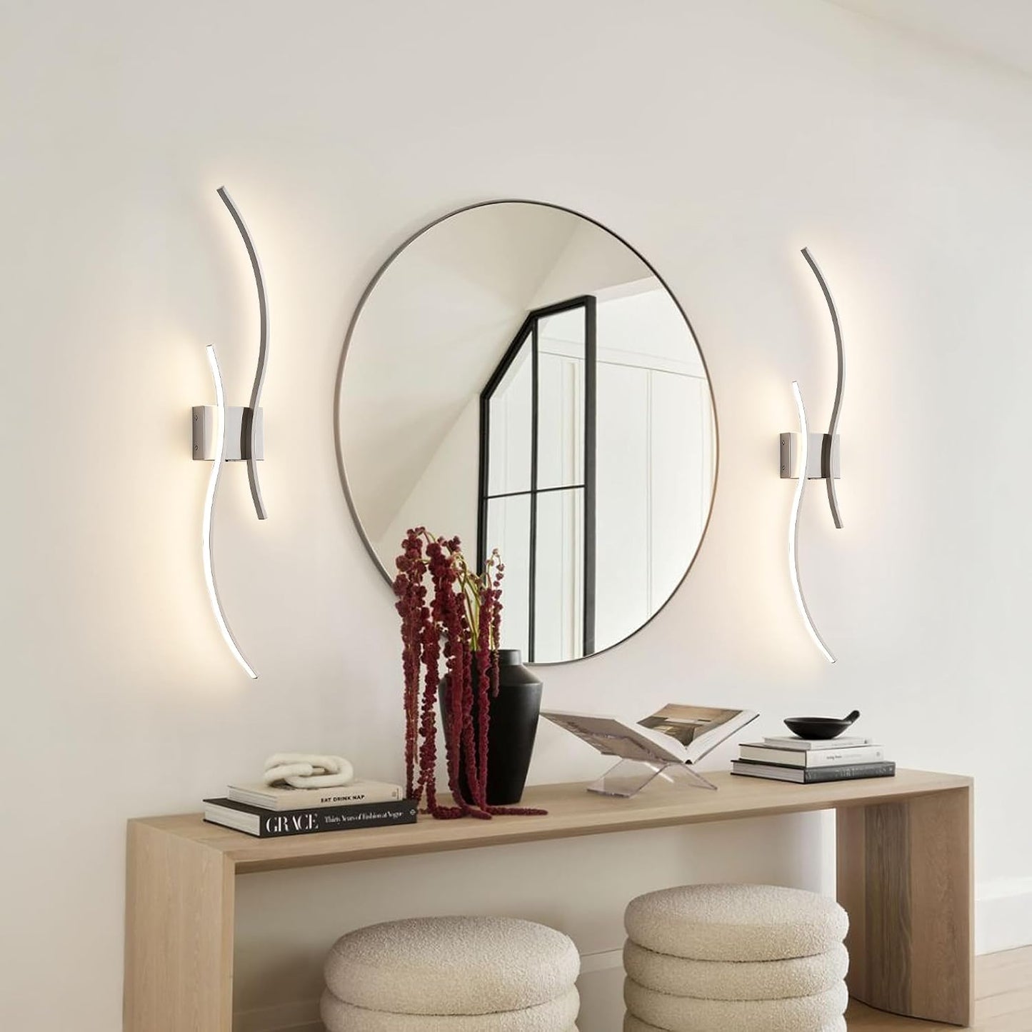 KARTOOSH Battery Operated Wall Sconce Set of Two with Remote Control | Wireless Wall Sconces with Stepless 3CCT &