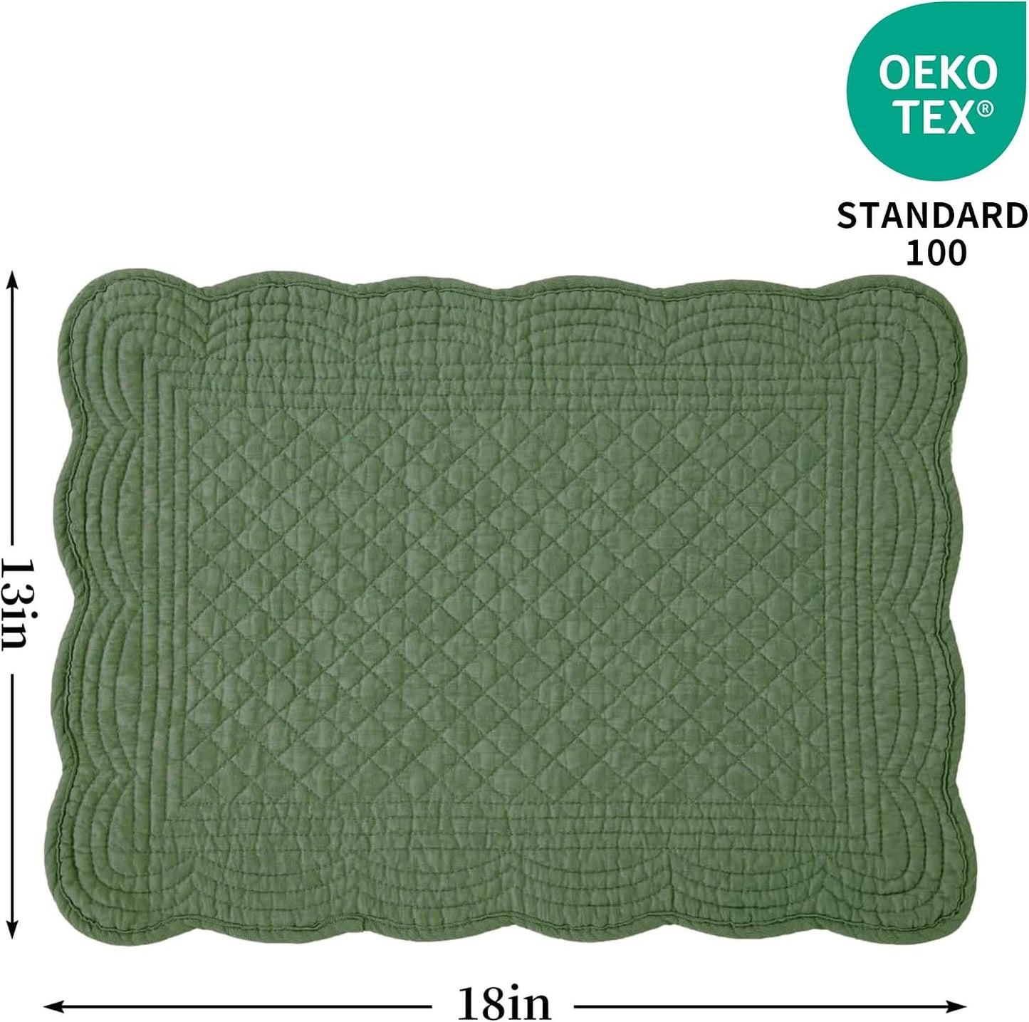 100% Cotton Quilted Placemats Set of 6,Washable Cloth Table Placemats for Kitchen & Dining Table