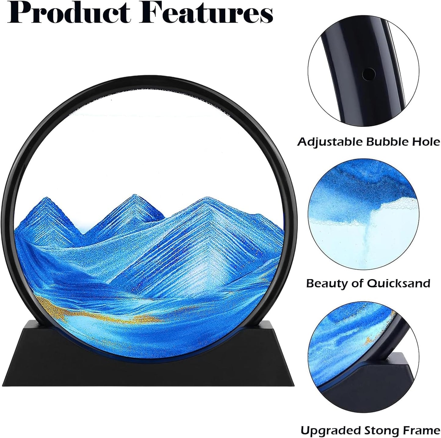Round Glass 3D Deep Sea Sandscape / Blue / 7in
