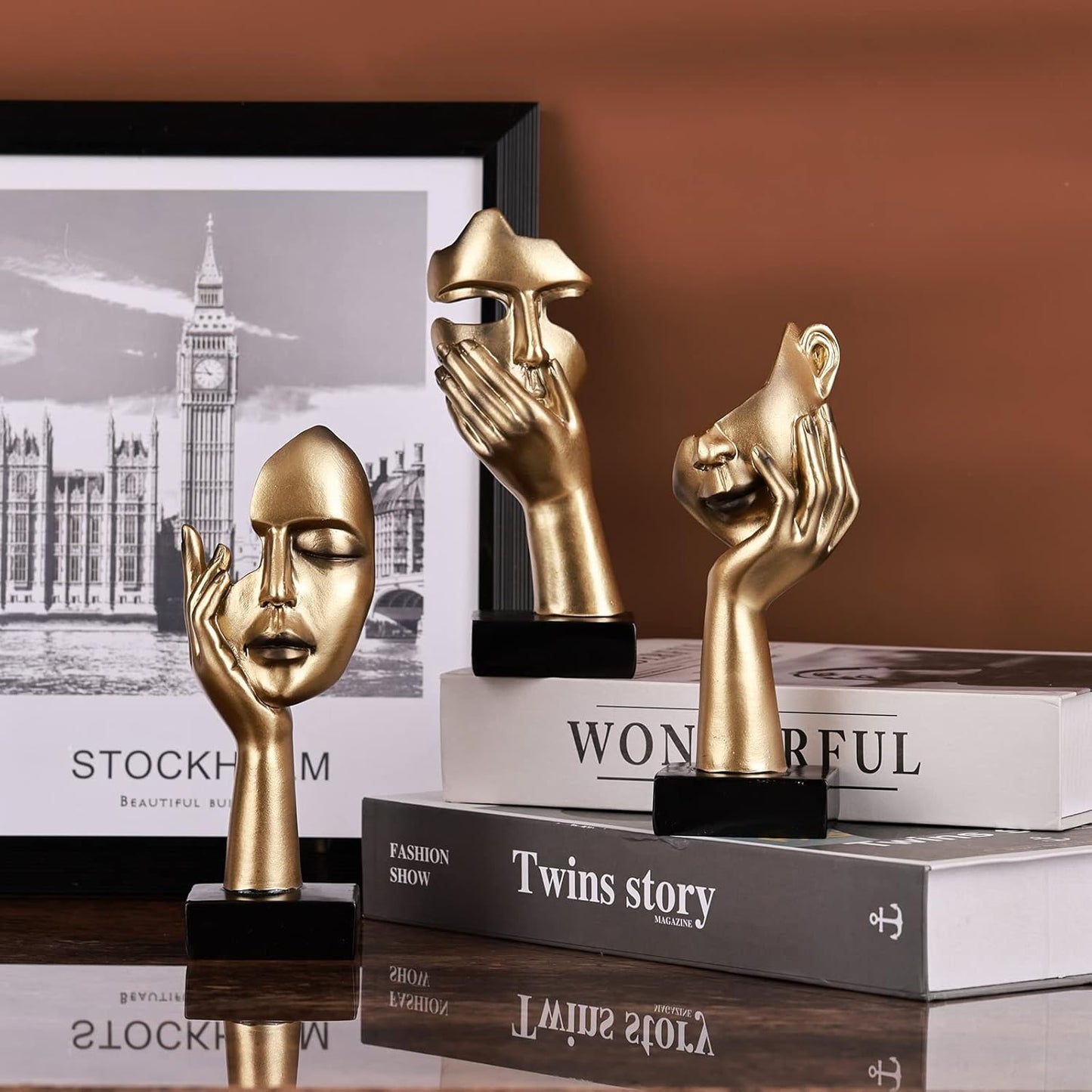 Thinker Small Statue Set / Gold / Set of 6