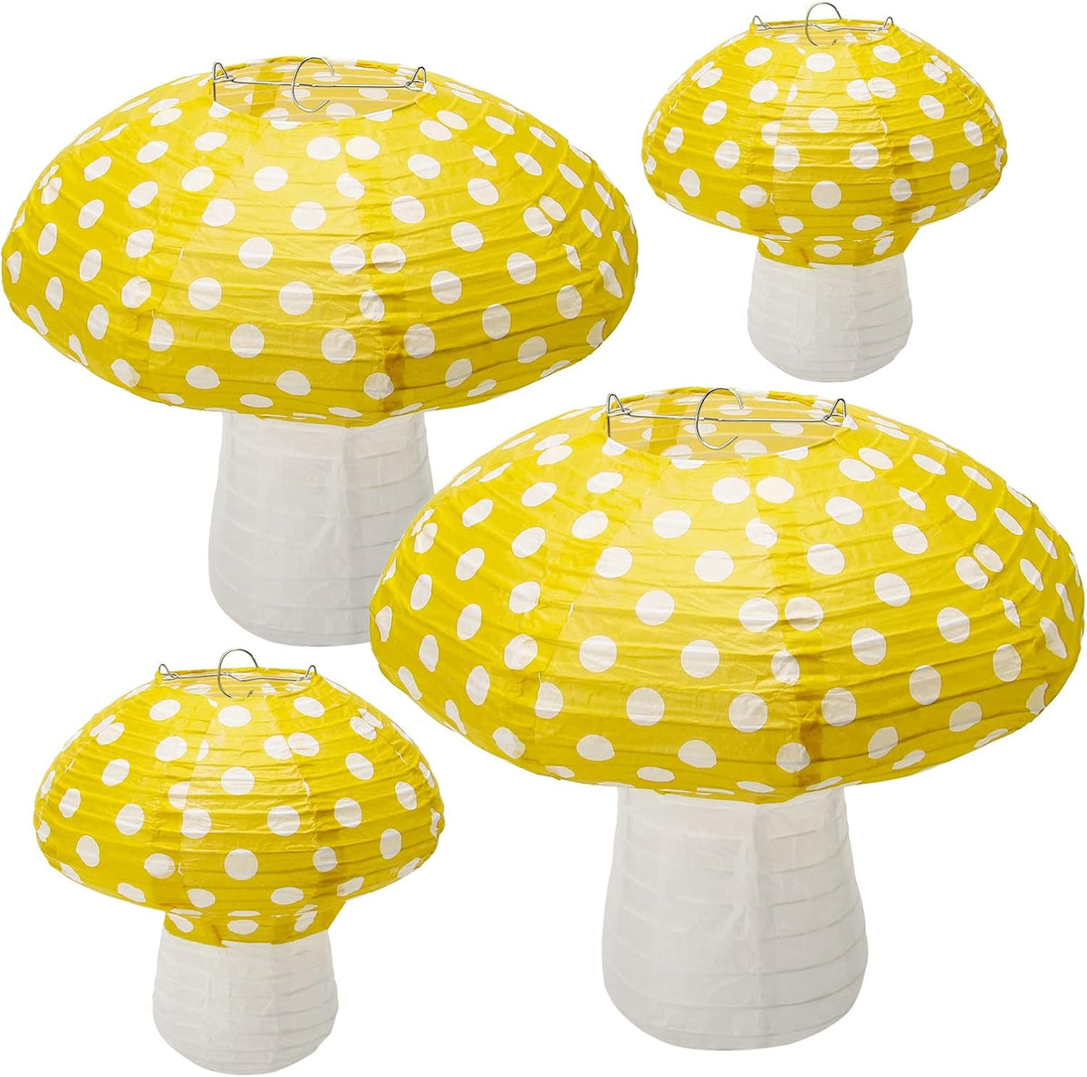 Windspeed 4Pcs Mushroom Shaped Paper Lanterns 8 &12 Inch Mushroom Lanterns