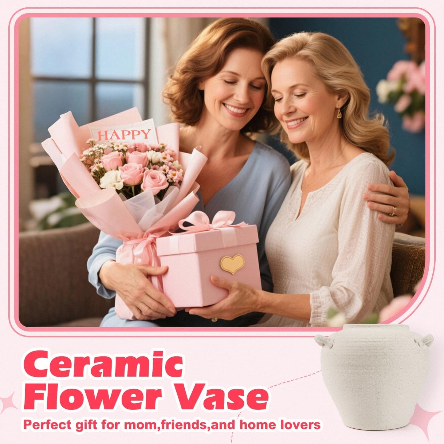 Large White Ceramic Vase Rustic Farmhouse Vase / 7 Inch-white / 7 Inch