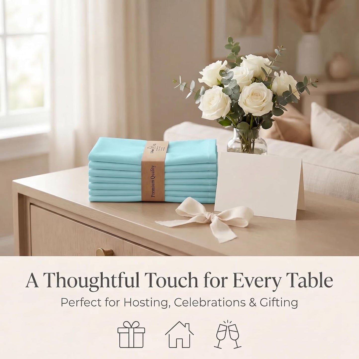 Urban Villa Cloth Napkins Cotton 20x20 (Set of 12) Aqua