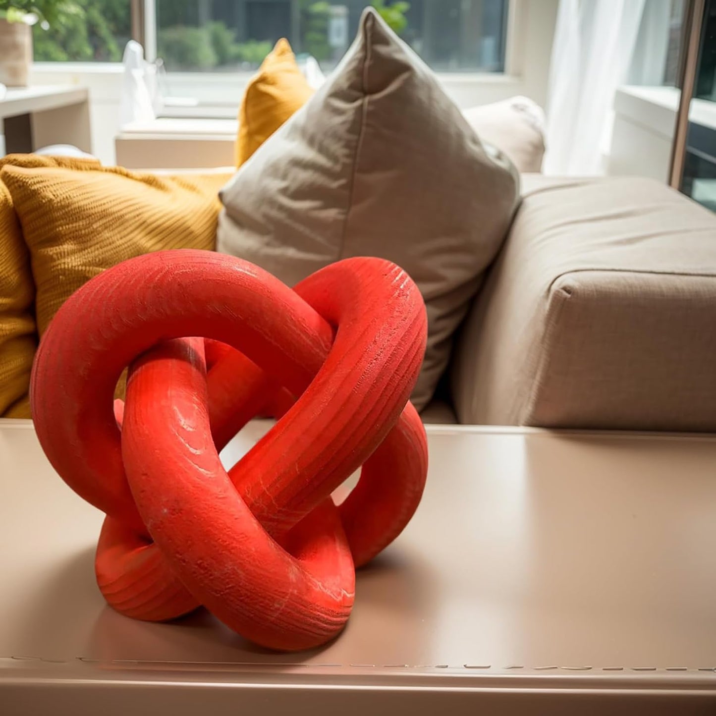 Wood Knot Chain Link Decor / Red