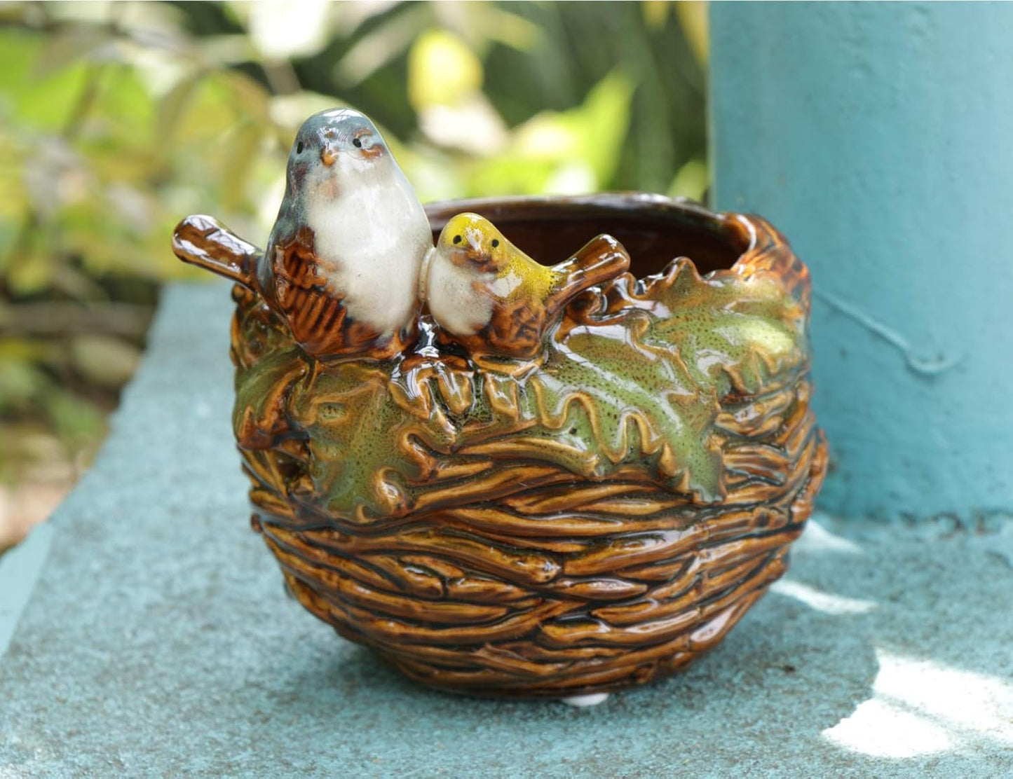 Handmade Ceramic Bird Nest Succulent Planter/Plant Pot Flower Pot Bonsai Home Garden Décor Birds
