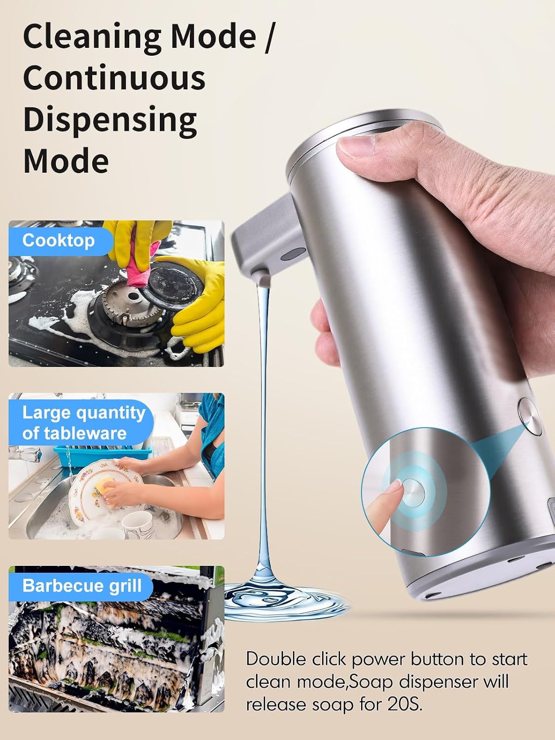 Automatic Liquid Soap Dispenser Touchless: Stainless Steel Hand Soap Dispenser Auto - Free Touch Electric Soap
