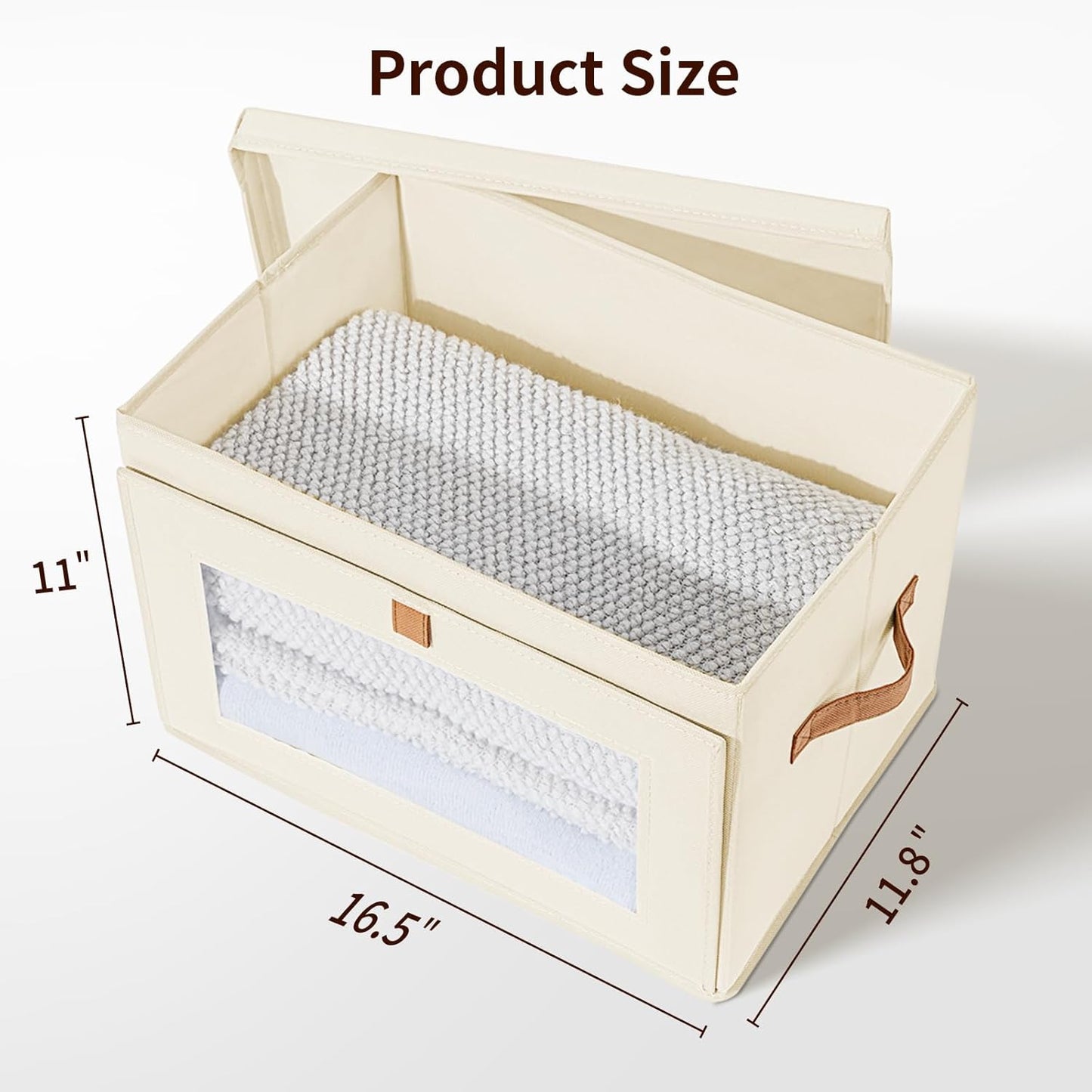 Storage Bins / Fabric Closet Organizer / Beige / Large / Set of 4