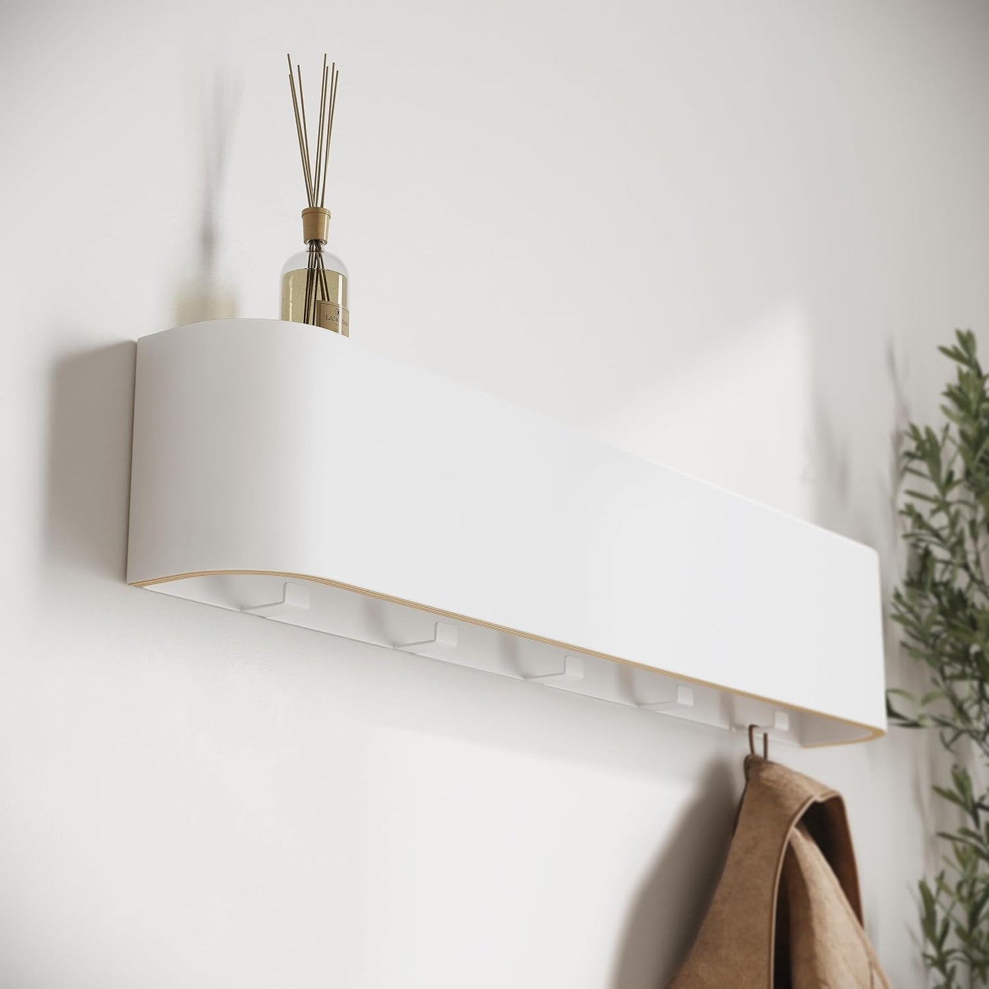 Kazai. Wall-Mounted Coat Rack 'Toke' - Modern Design Coat Rack with Hidden Wall Hooks - Solid Wood Veneer Panel Coat