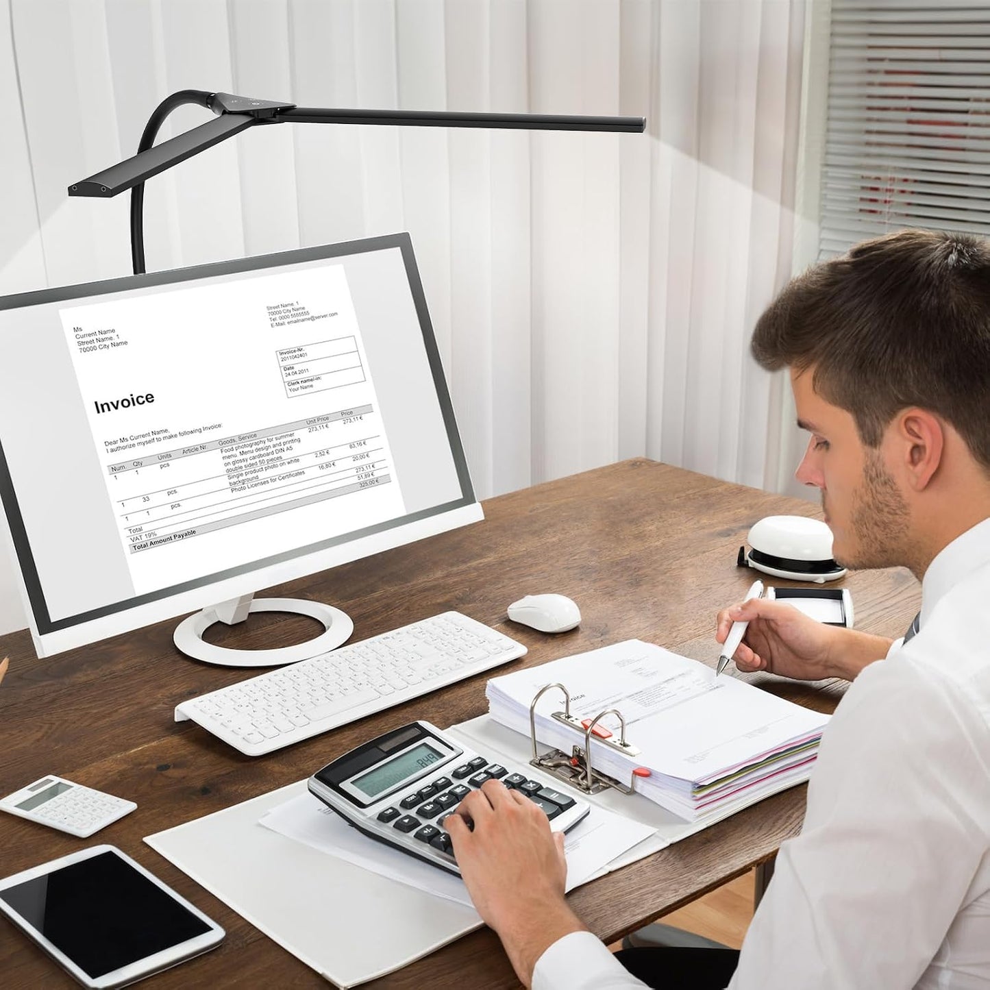 Desk Lamps for Home Office, Adjustable LED Desk Light with Clamp | Eye-Caring, 5 Color Temp, Dimmable, Flexible