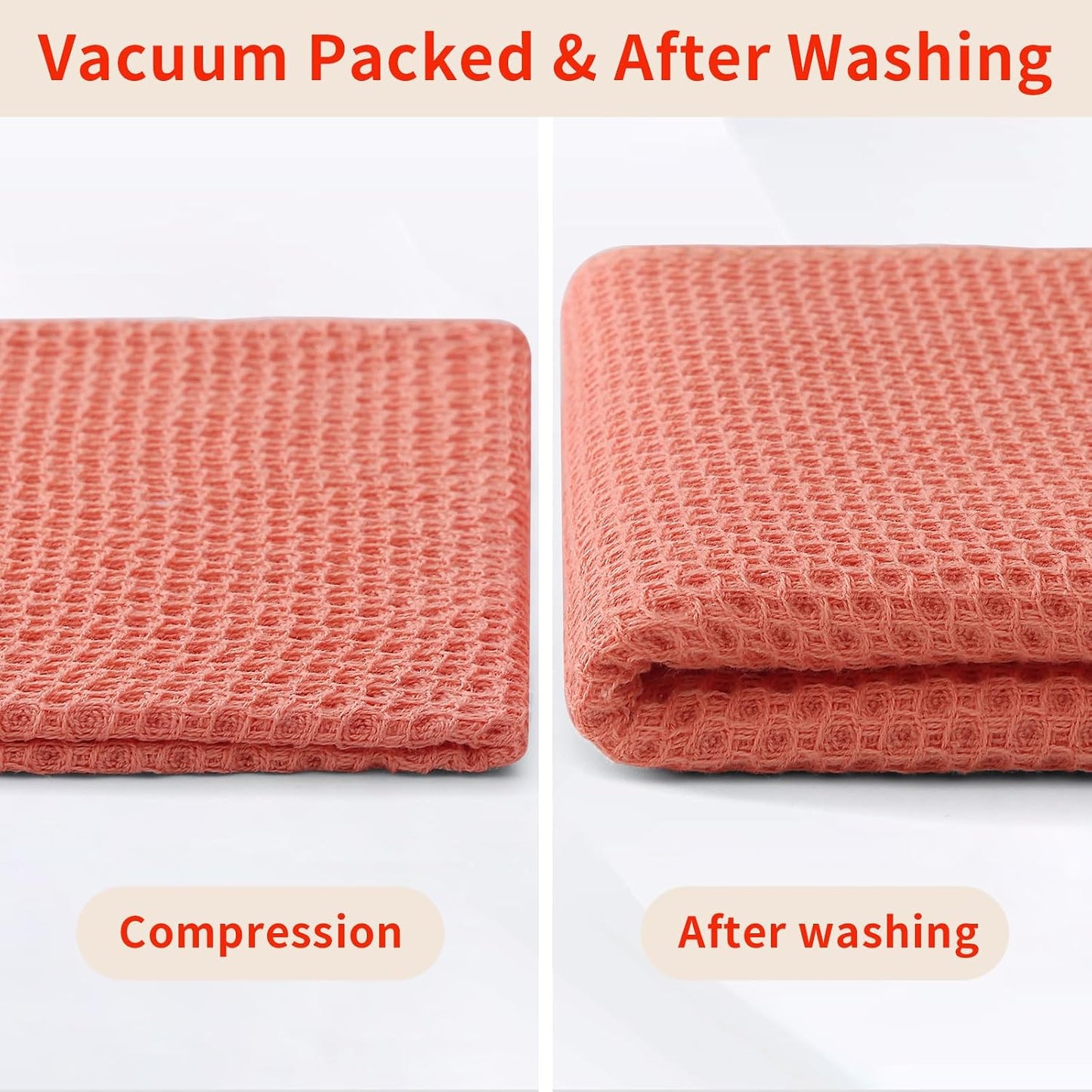 Homaxy 100% Cotton Waffle Weave Kitchen Dish Cloths 12-Pack, Coral | 12 x 12 Inches, Ultra Soft Absorbent Dish Towels