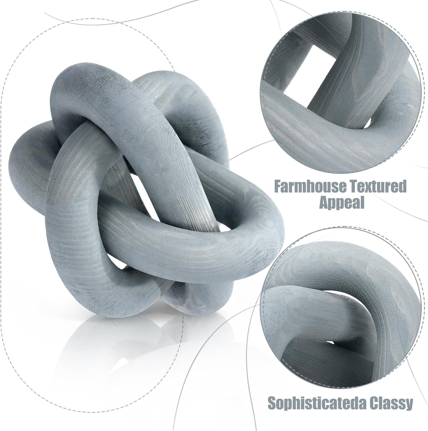 3 Link Wood Knot Decor / Gradient Blue / Set of 3