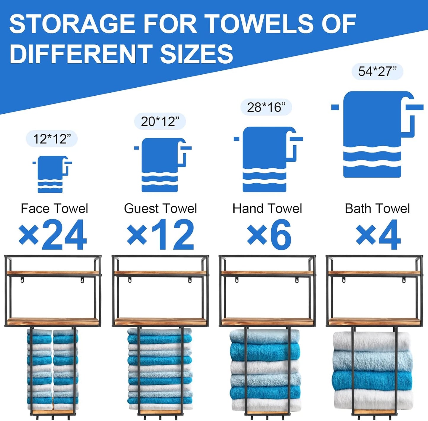 Towel Rack Wall Mounted - Space-Saving Design for Small Bathrooms | Versatile Organizer for Towels, Blankets, and More