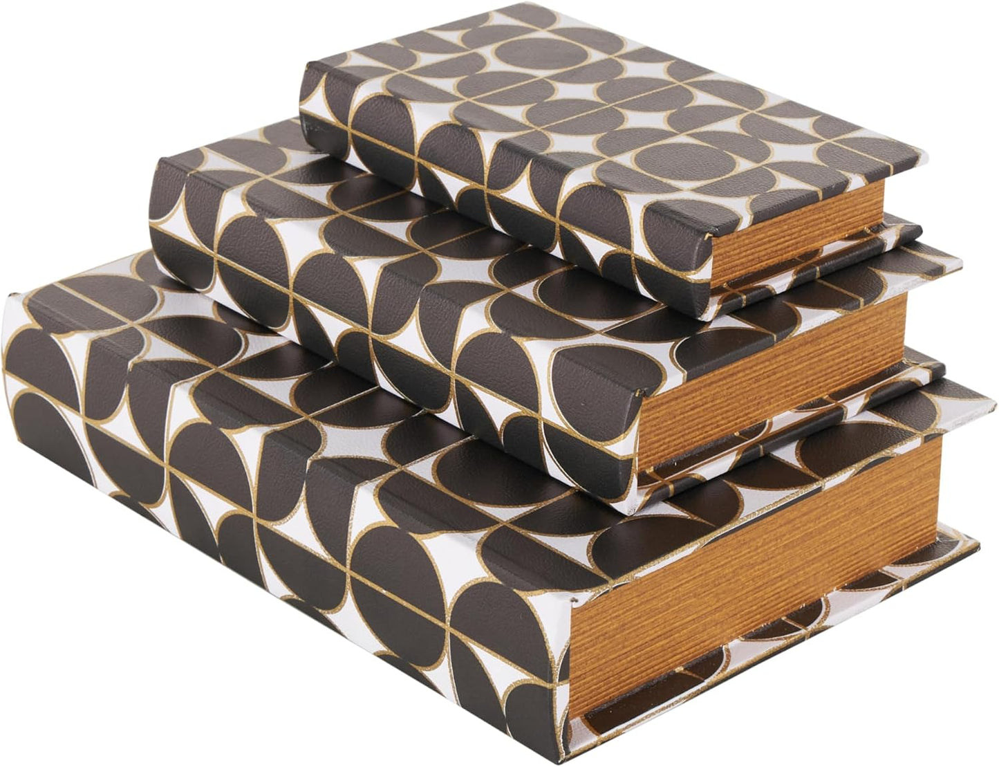 Faux Leather Decorative Box Faux Book Storage Book Shaped Boxes / Black / 12.8", 11", 9"H