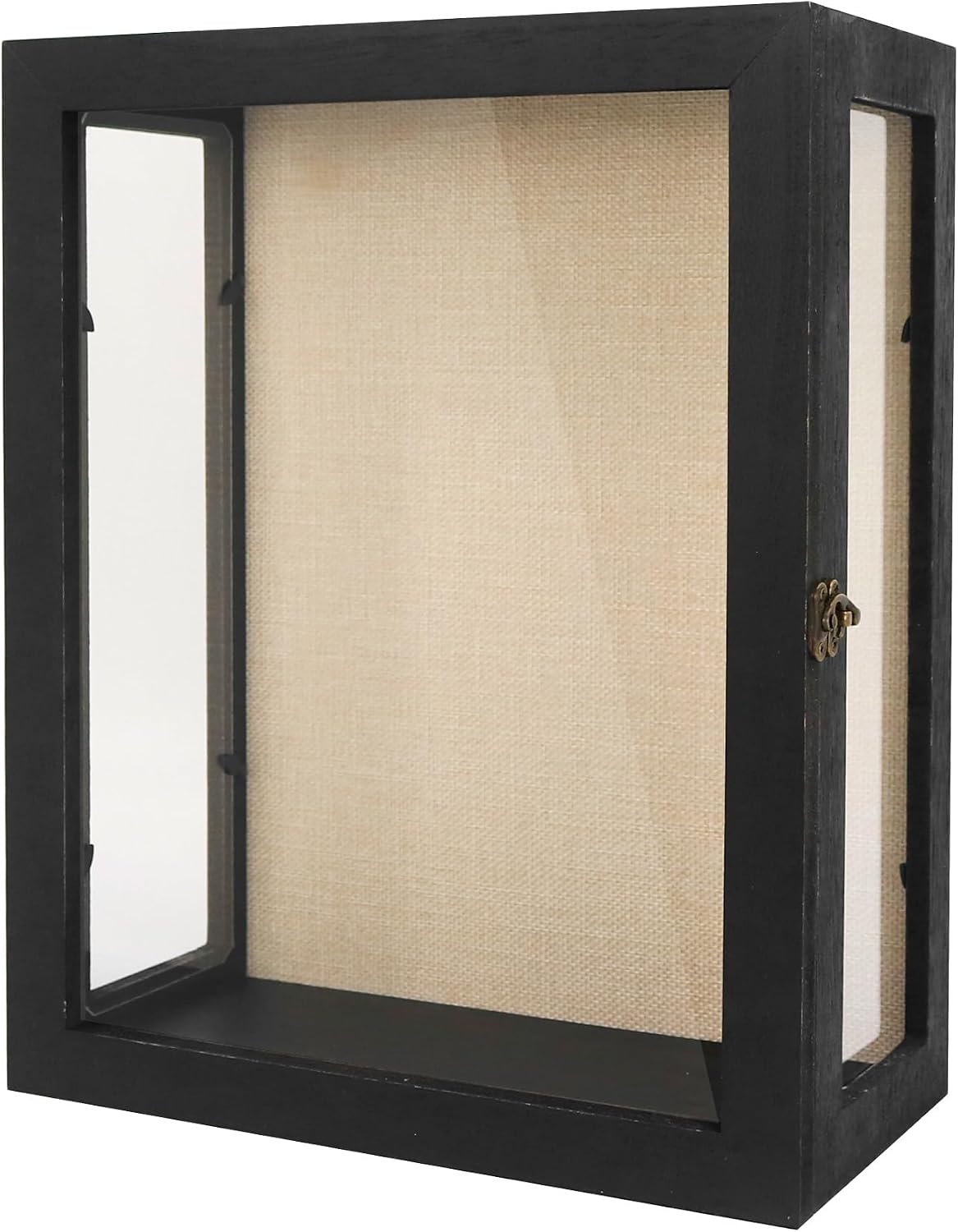 11x14x6 Extra Deep Shadow Box with 3 Removable Panels,Black | Wood Display Case for Wall Mounted or Tabletop, Rectangle