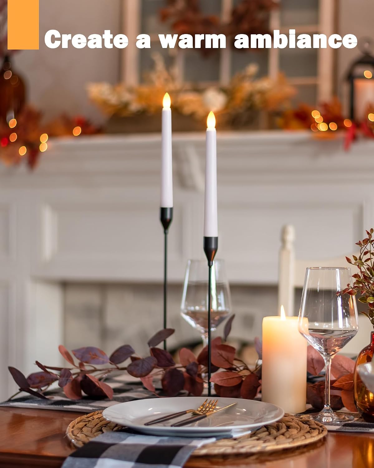 FPOO 6PCS Christmas Window Candles with Timer, Led Flickering Flameless Candles with Remote, Battery Operated Taper