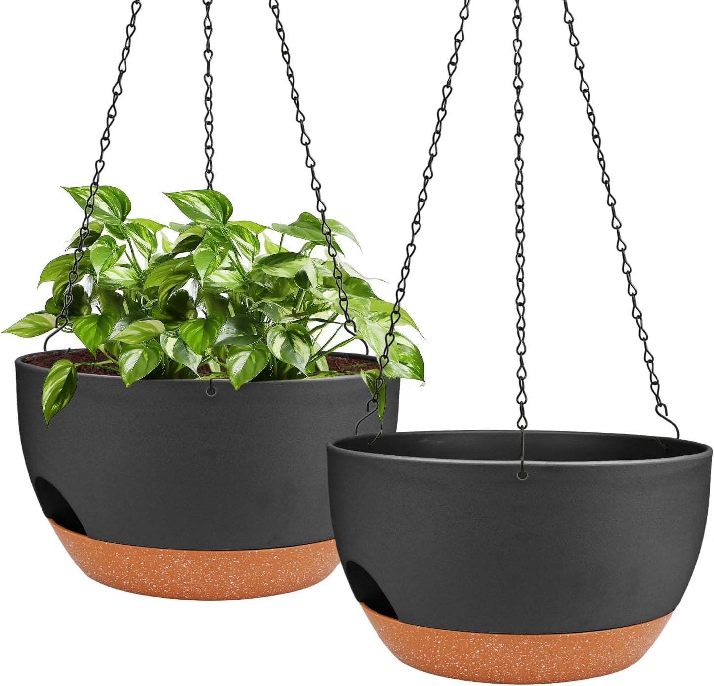 Jexine 4 Pcs Hanging Artificial Planters Wall Decor, Chrome Silver, Pampas