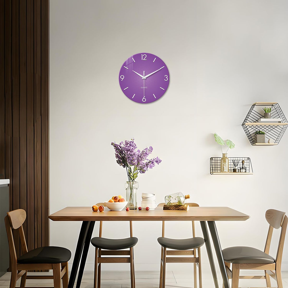 XFM Large Purple Wall Clock for Women Girls Bedroom 20 Inch | Silent Non-Ticking Battery Operated Modern Simple