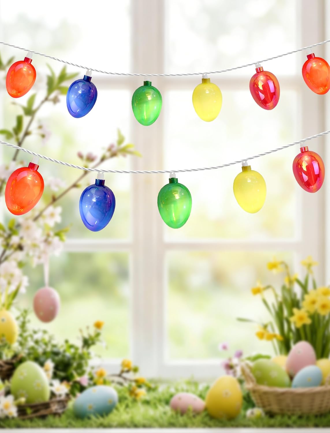 UL 12FT Connectable Easter Lights, 20 LED Electroplated Vintage Eggs