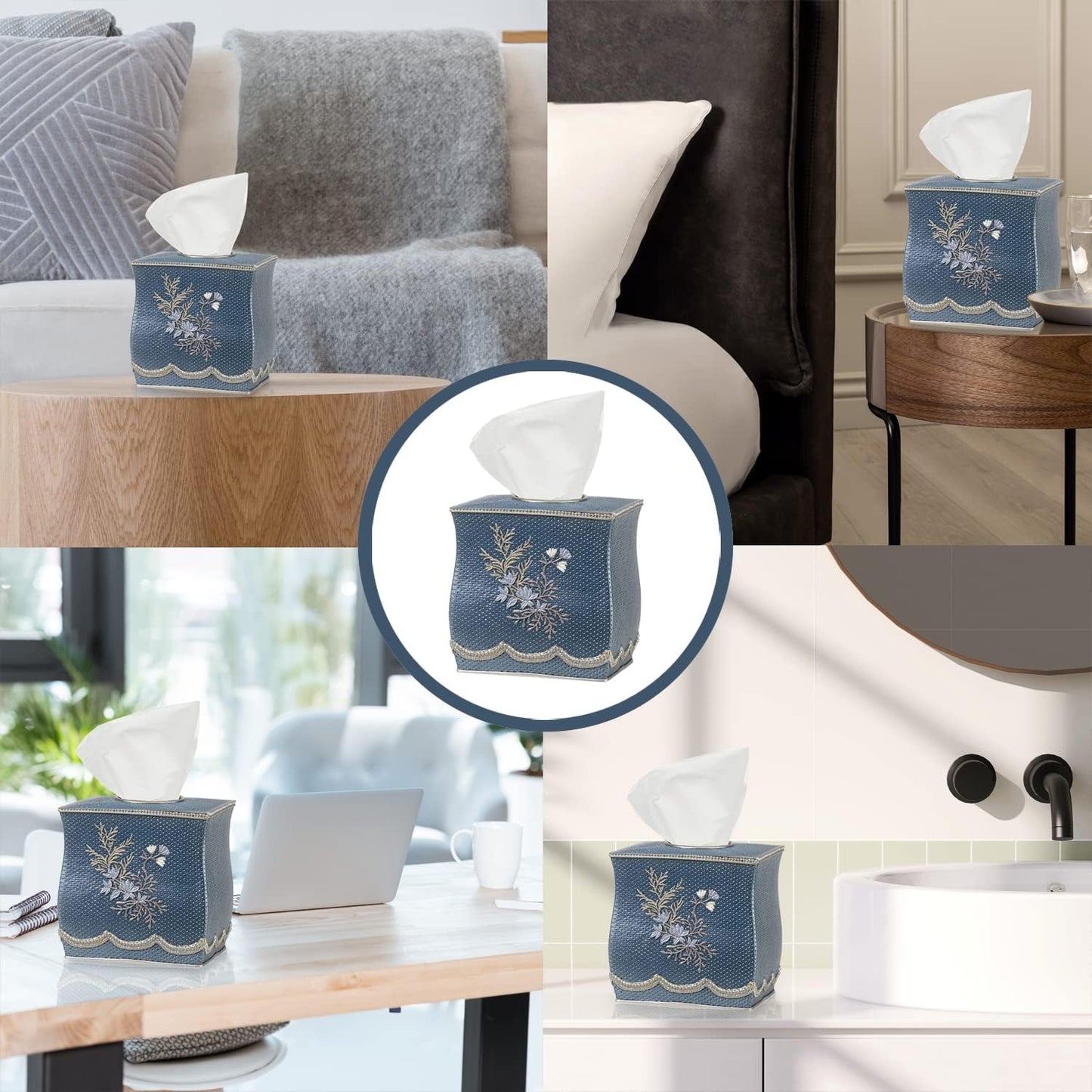 Zahari Home 2pc Capri Bathroom Decor Set Waste Basket for Bathroom & Tissue Cover Modern Classic Decor Stylish Unique