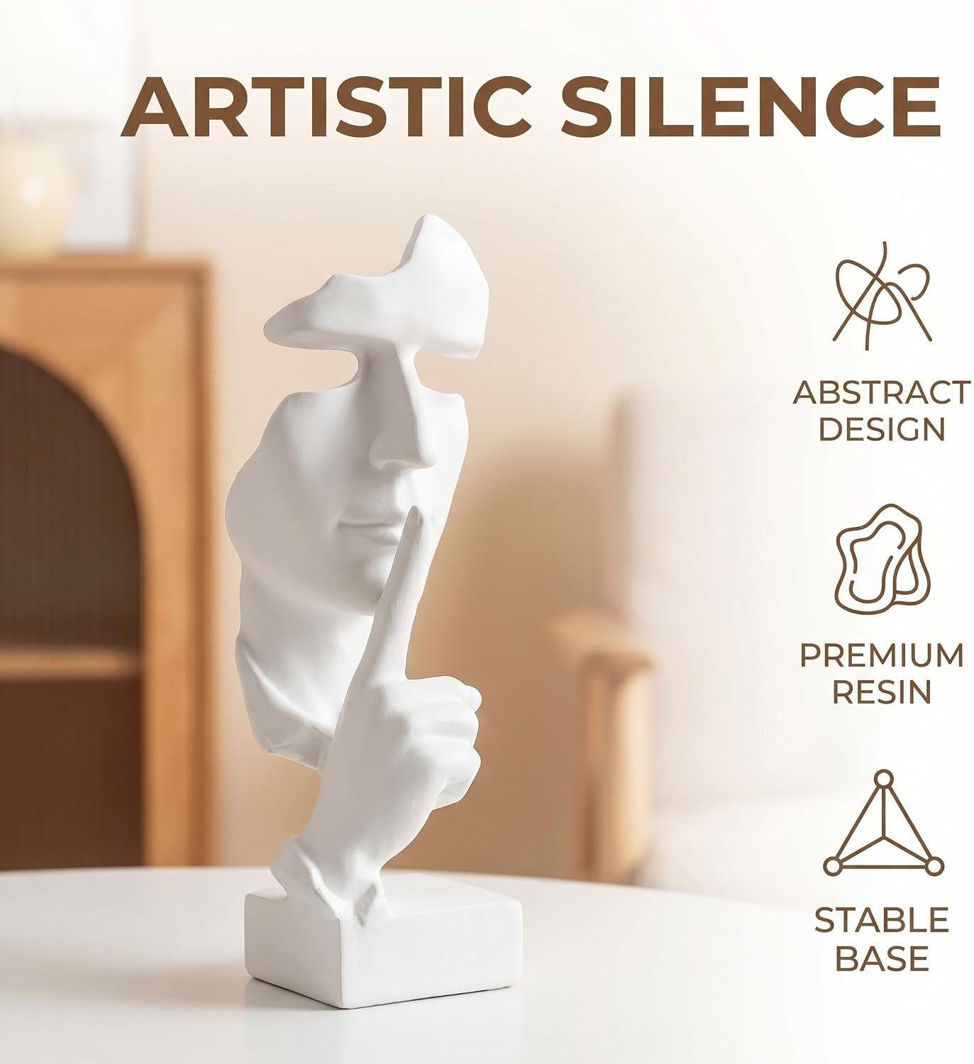 Abstract Face Sculpture Minimalist Abstract Face Figurine Modern Home Decor Abstract Human / White