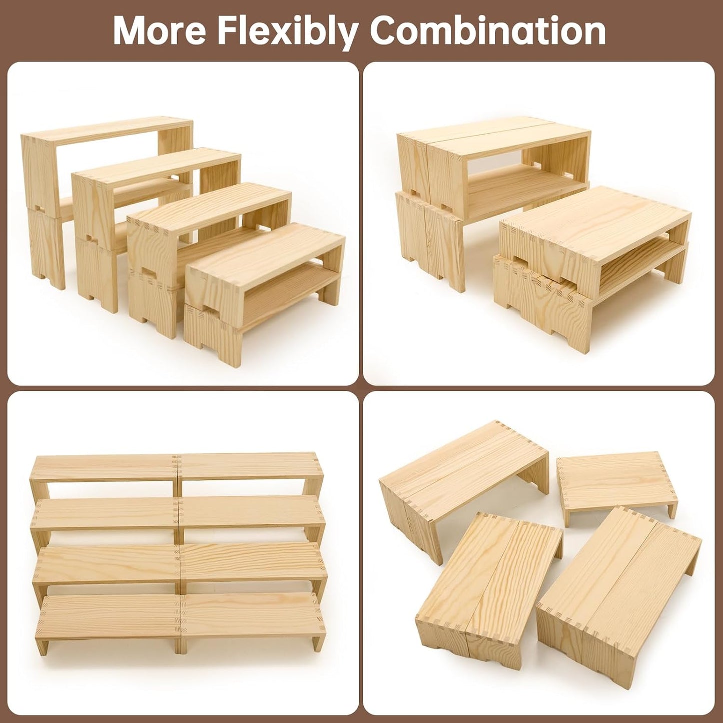 Yikaroeli 2 Set Large Wood Display Risers Display Stands Wooden Cupcake Stand Dessert Food Buffet Risers for Vendor