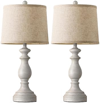 PARTPHONER Traditional Table Lamp Set of 2, Rustic Farmhouse Table Lamps for Living Room Bedroom, 27" Bedside Desk