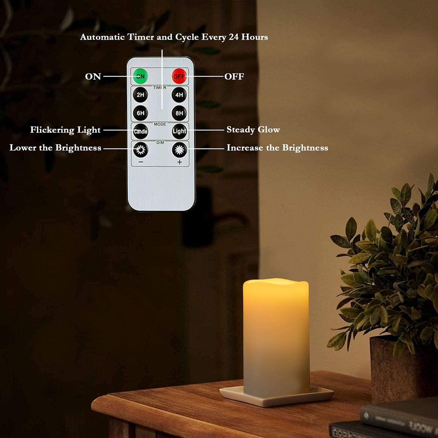 Homemory 4" x 6" Large Waterproof Outdoor Flameless Candles, Battery Operated Flickering LED Pillar Candles with Remote