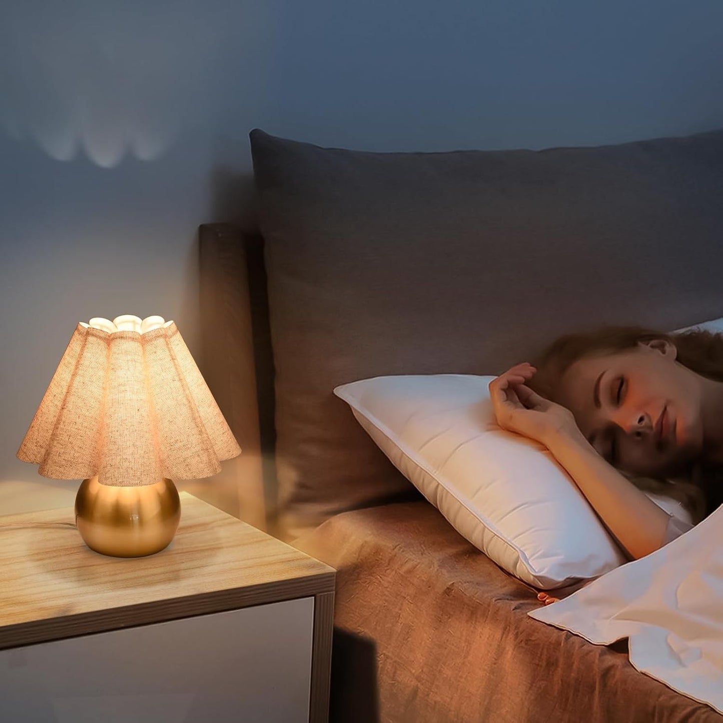 Gold Small Bedside Table Lamp for Bedroom, Brass Gold Bedroom Lamps for Nightstand, Cute Mini Table Lamps for Small