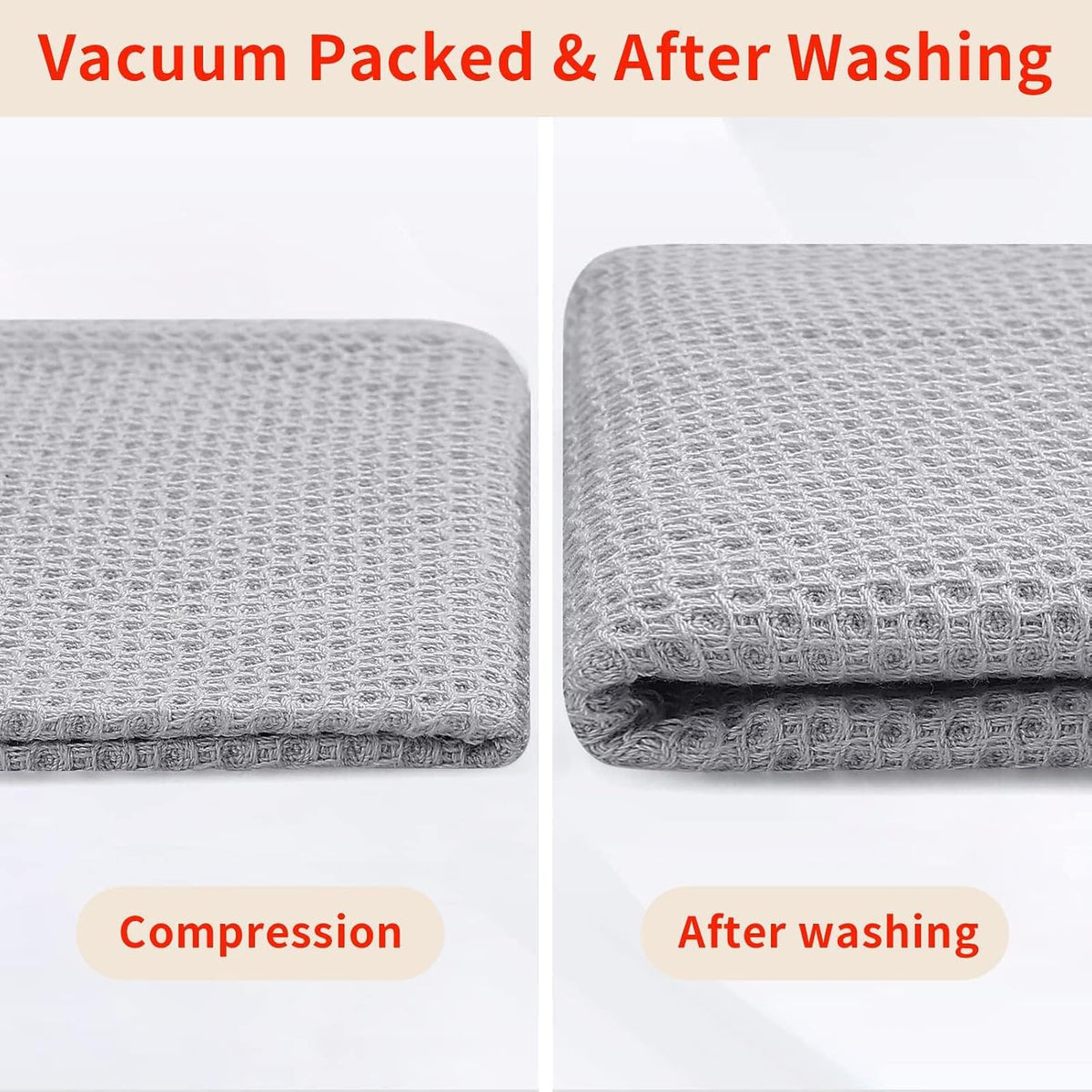Homaxy 100% Cotton Oversized Waffle Weave Kitchen Towels 8-Pack, Light Gray | 20 x 28 Inches, Ultra Soft Absorbent Dish
