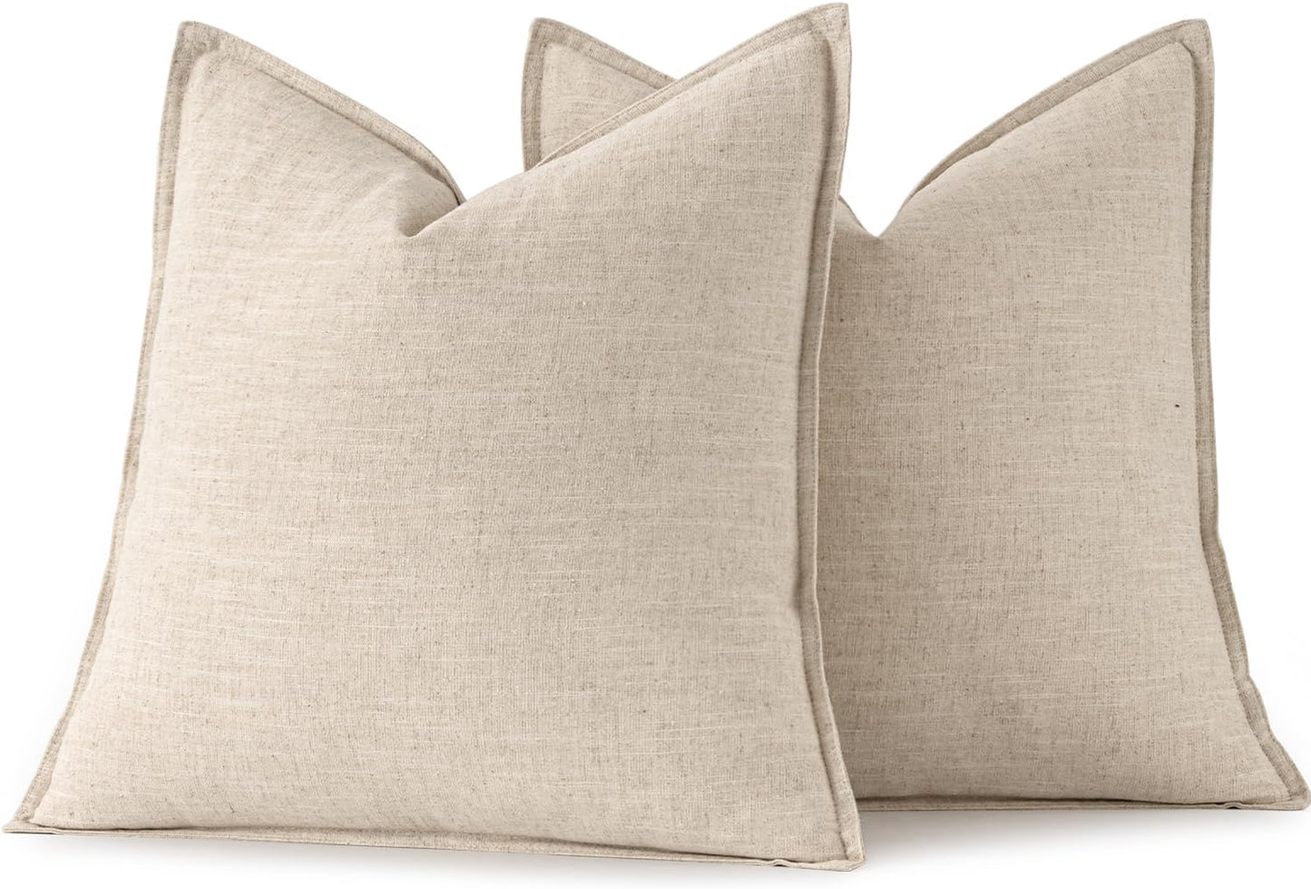 Decorative Linen Pillow Covers Boho Farmhouse Neutral Couch / 18 x 18 / Natural Beige / Set of 2
