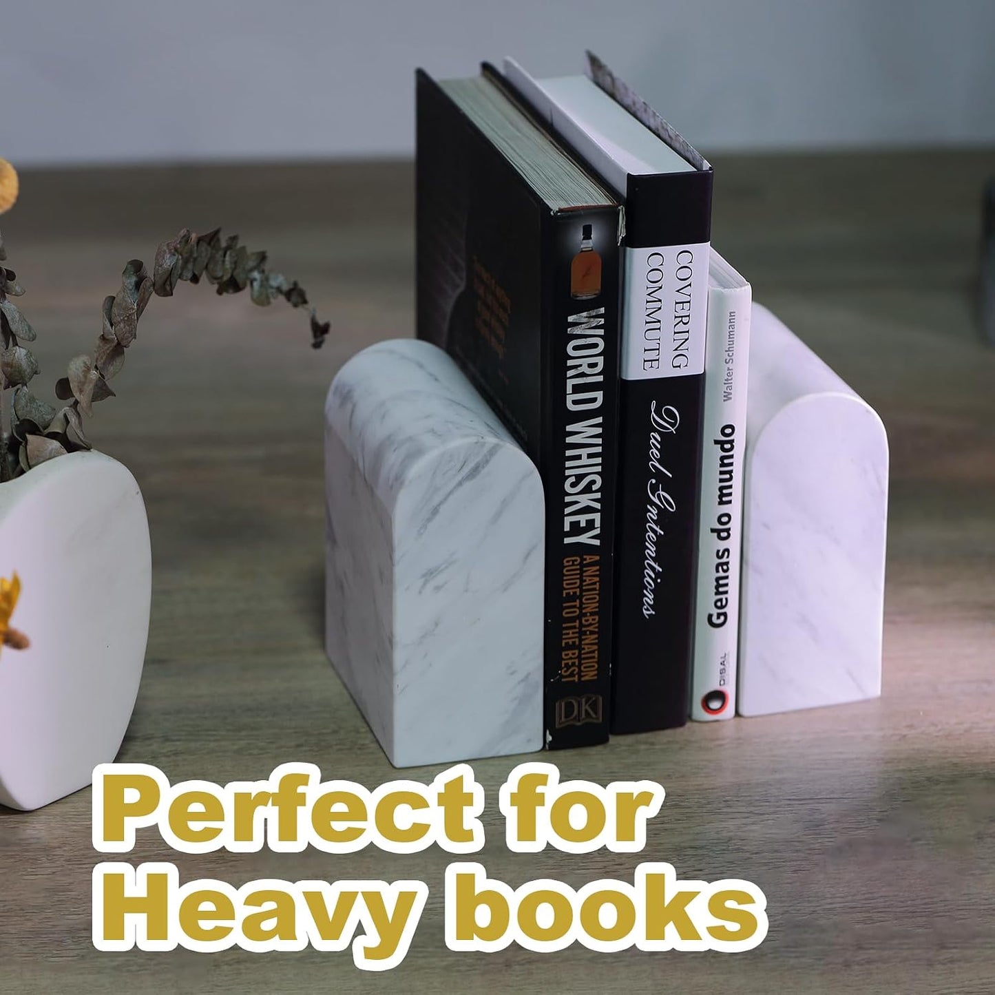 Book Ends for Heavy Books / White Marble-volakas