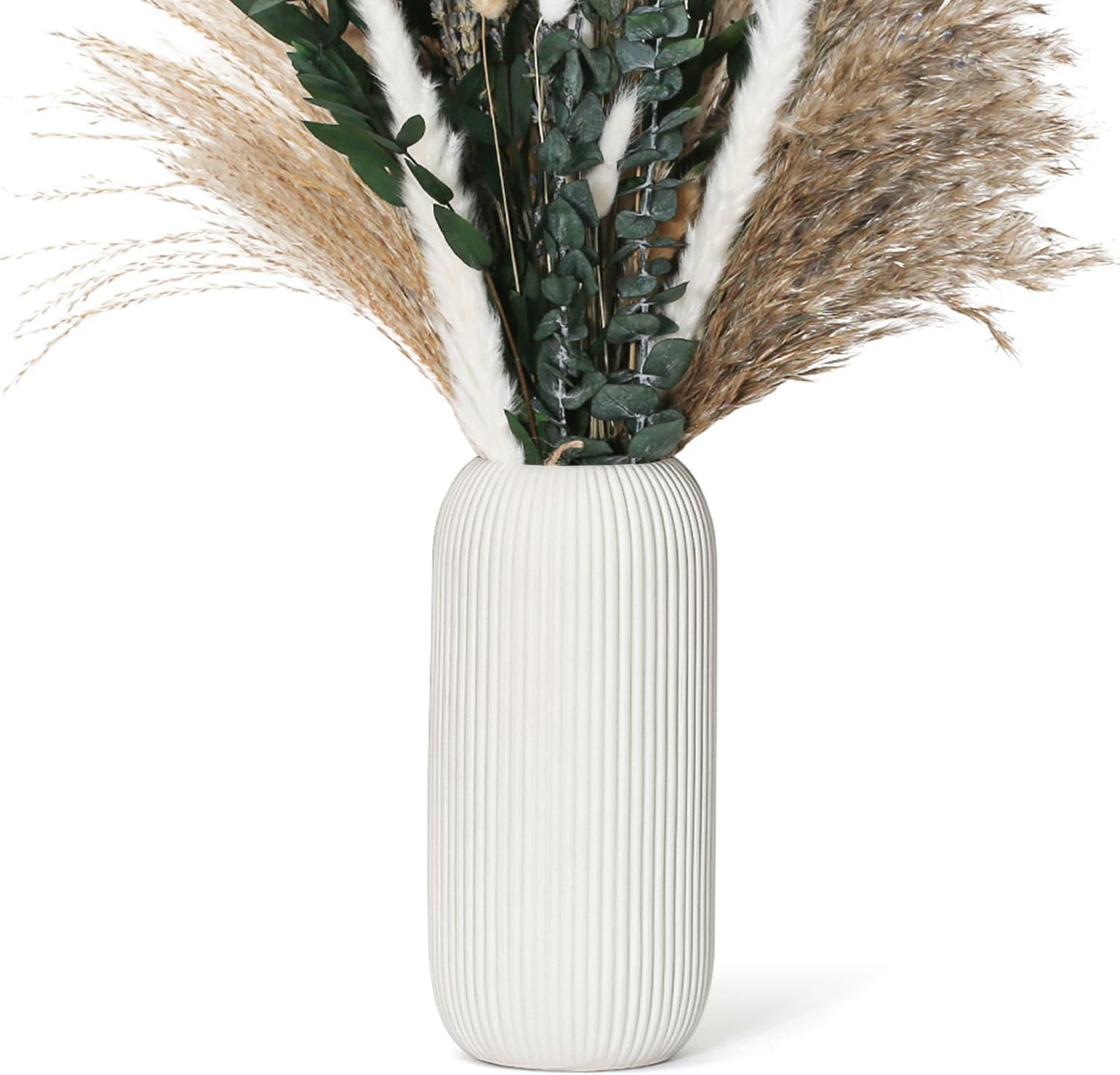 Bohemian Ceramic Vase / White / 8in-pill / 8 Inch