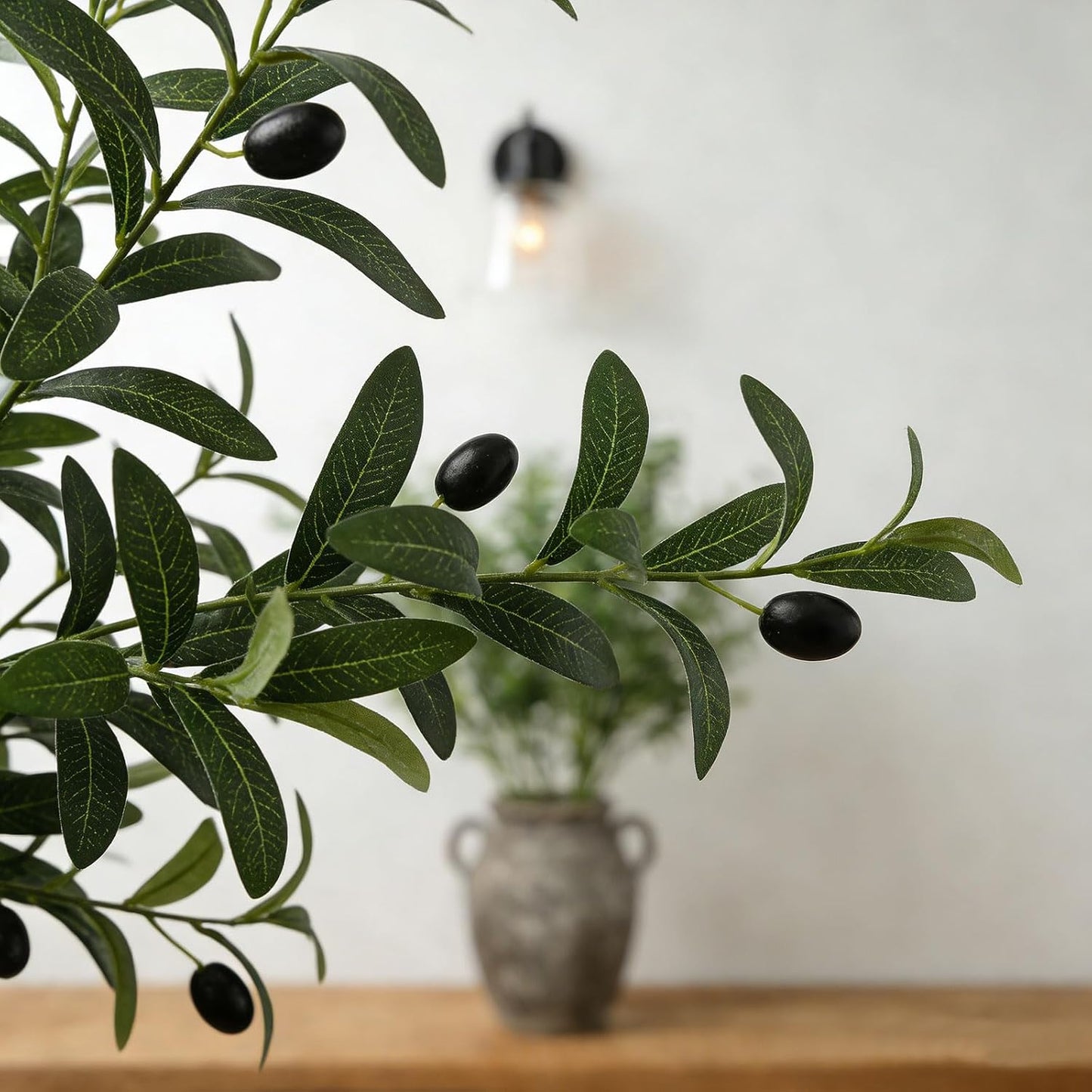 Olive Tree Branches for Vase Artificial Greenery Stems Realistic Faux Olive / 39 Inch / Set of 4